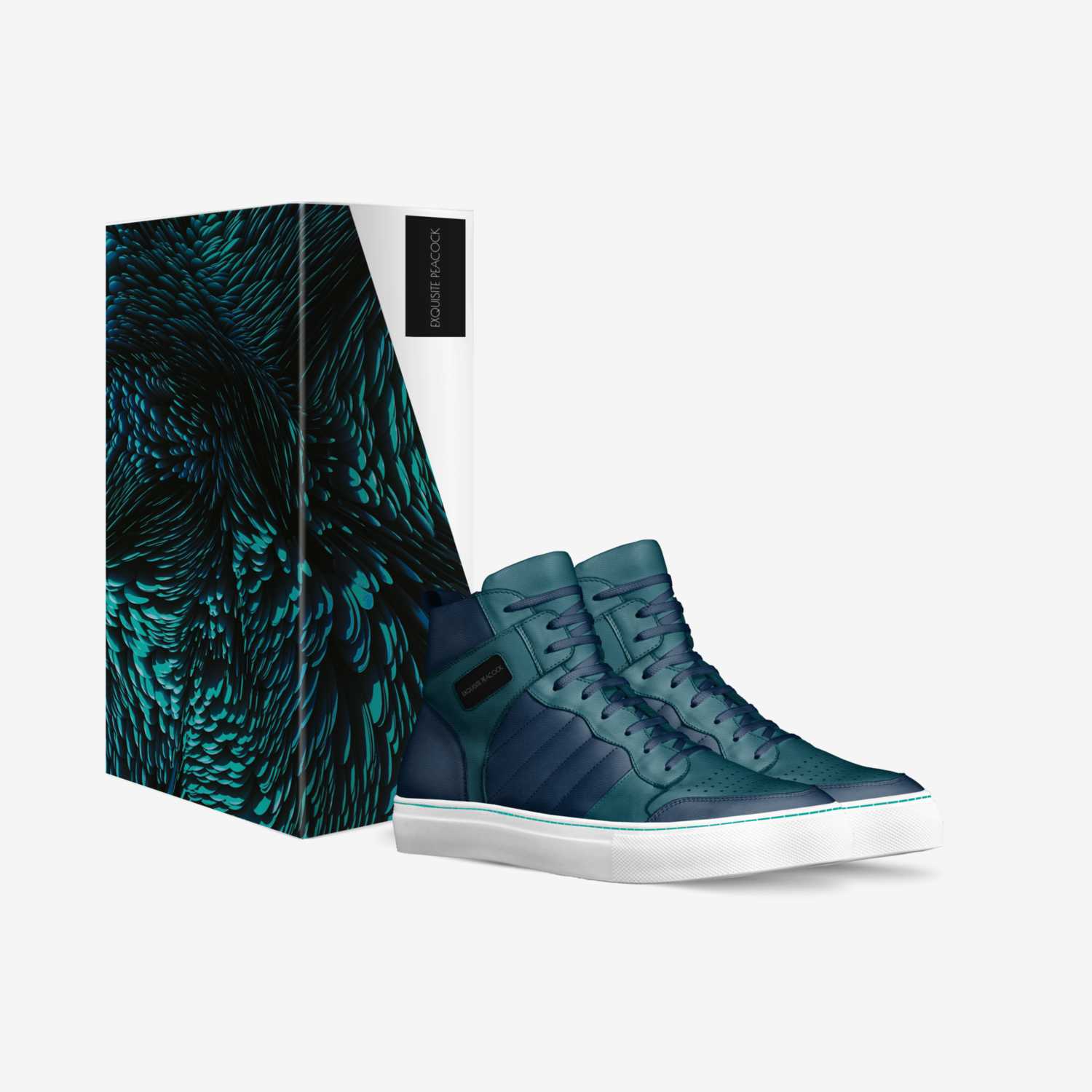Exquisite Peacock custom made in Italy shoes by Desiree M Caputo | Box view