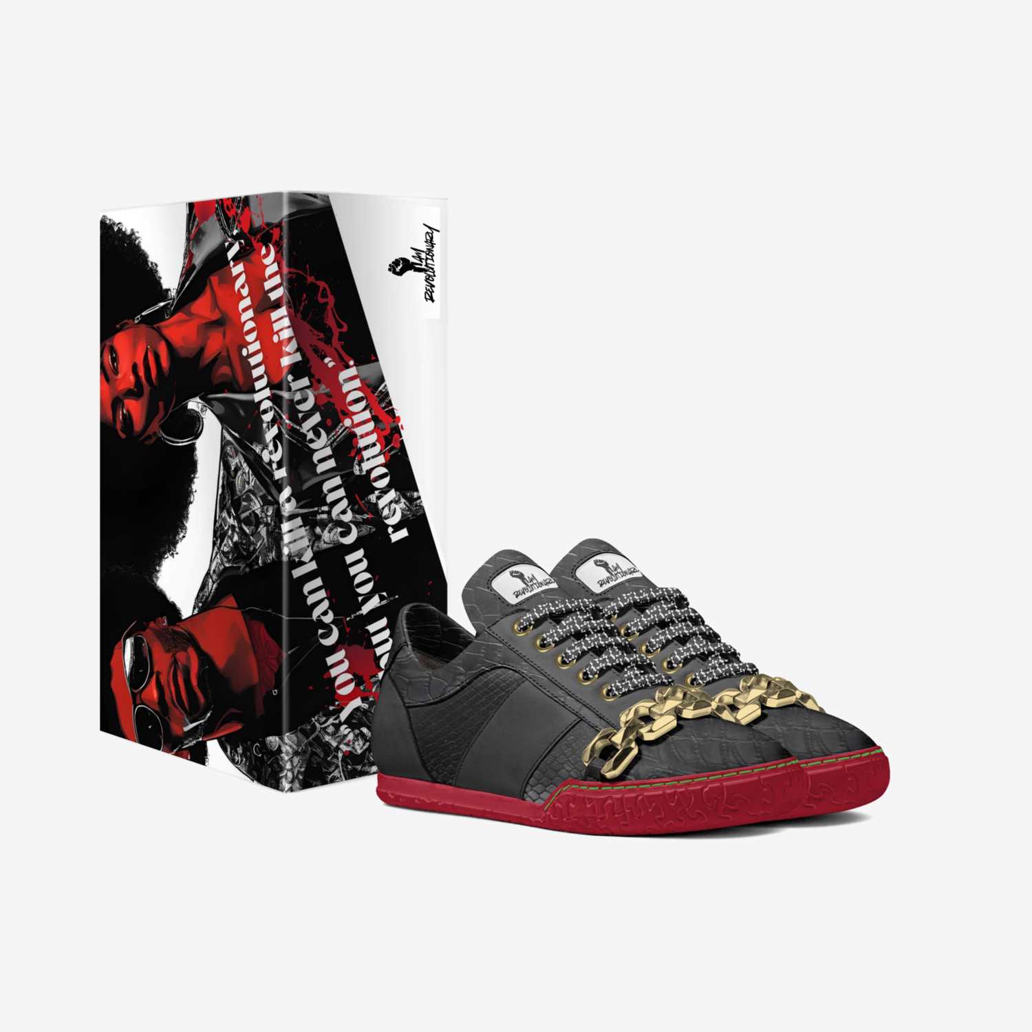 I am Revolutionary custom made in Italy shoes by Jasmine Mensah | Box view