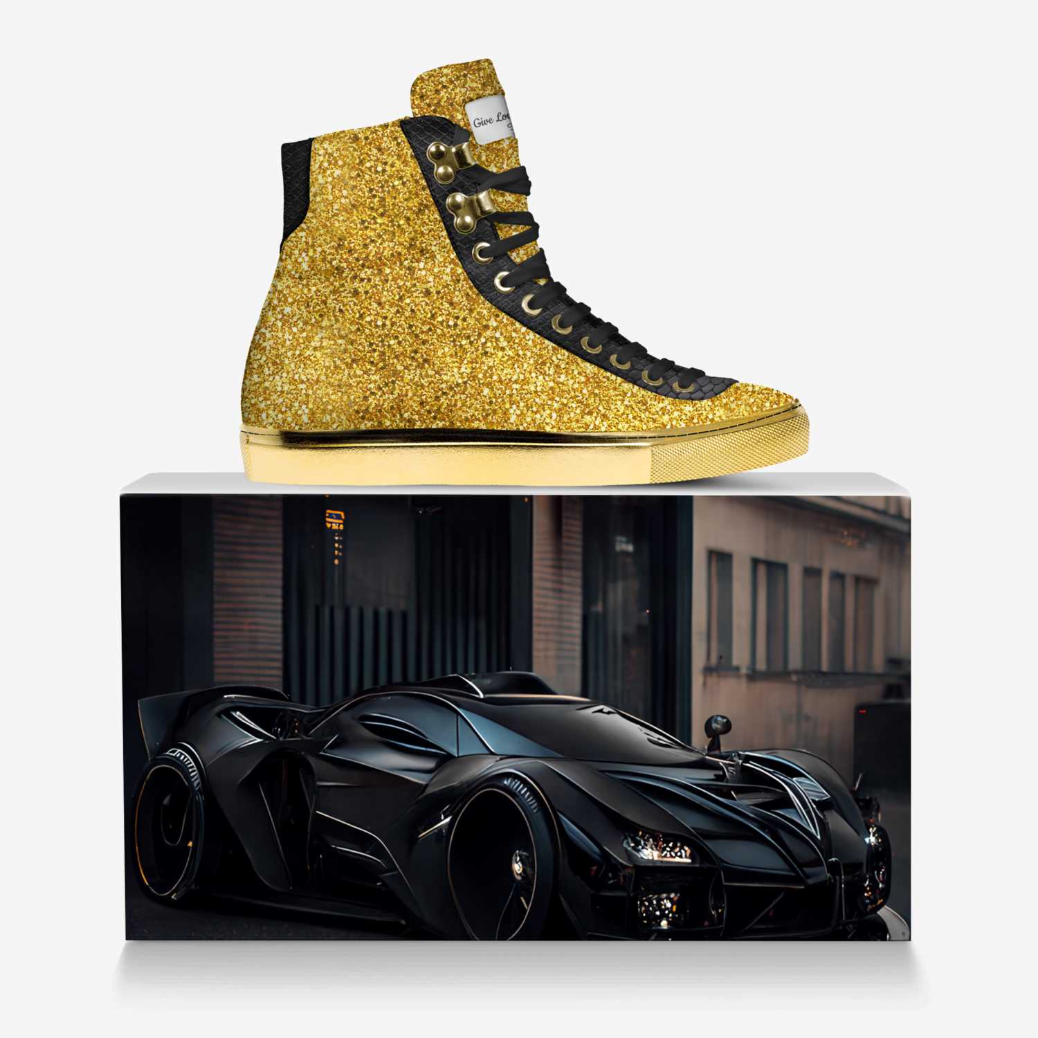 Give Love Pisces K custom made in Italy shoes by Lisa Brent | Over box view