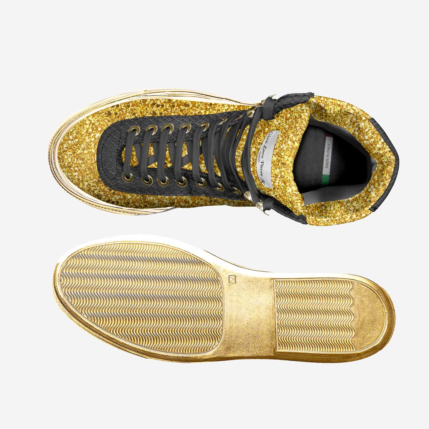Give Love Pisces K custom made in Italy shoes by Lisa Brent | Top view