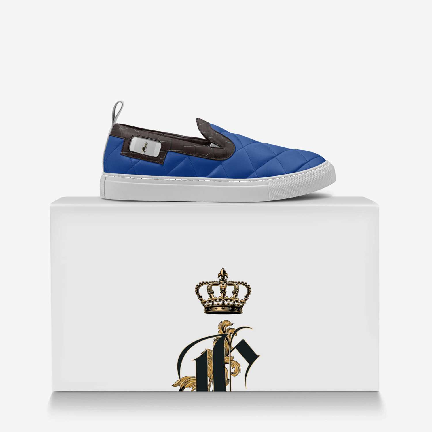 Blue Drift custom made in Italy shoes by Clarence Kelly | Over box view