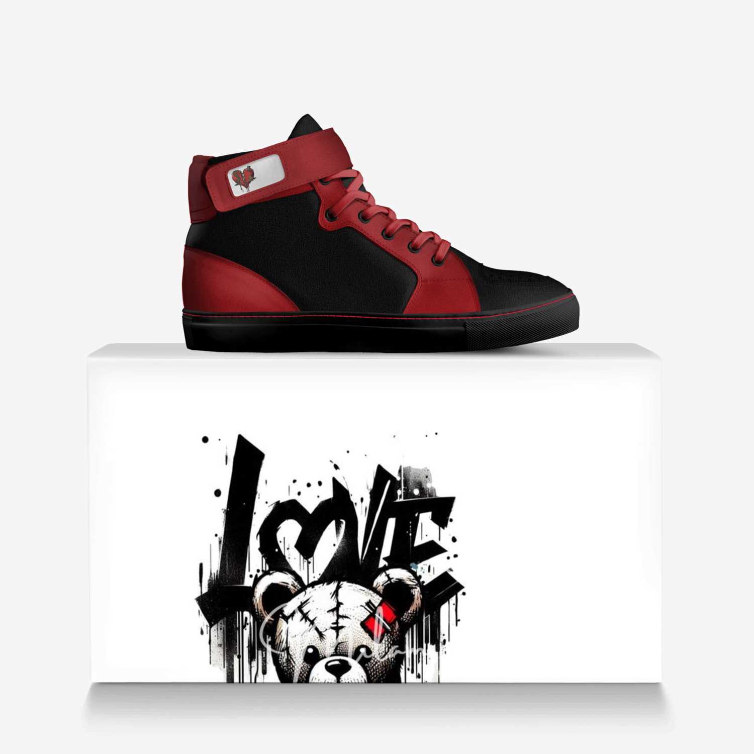 Cherries custom made in Italy shoes by Joshua Tarell Williams | Over box view