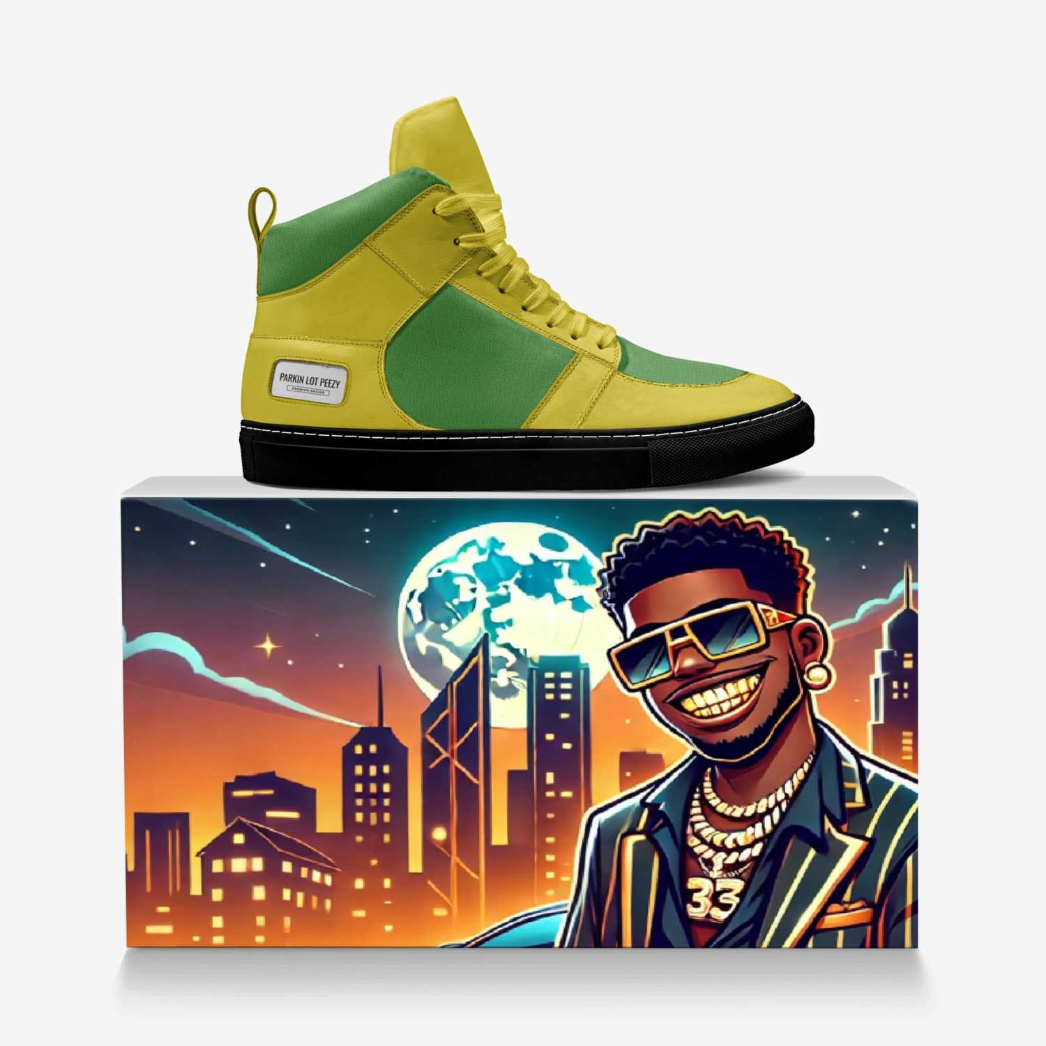 Parkin Lot Peezy custom made in Italy shoes by Robert Quinn | Over box view