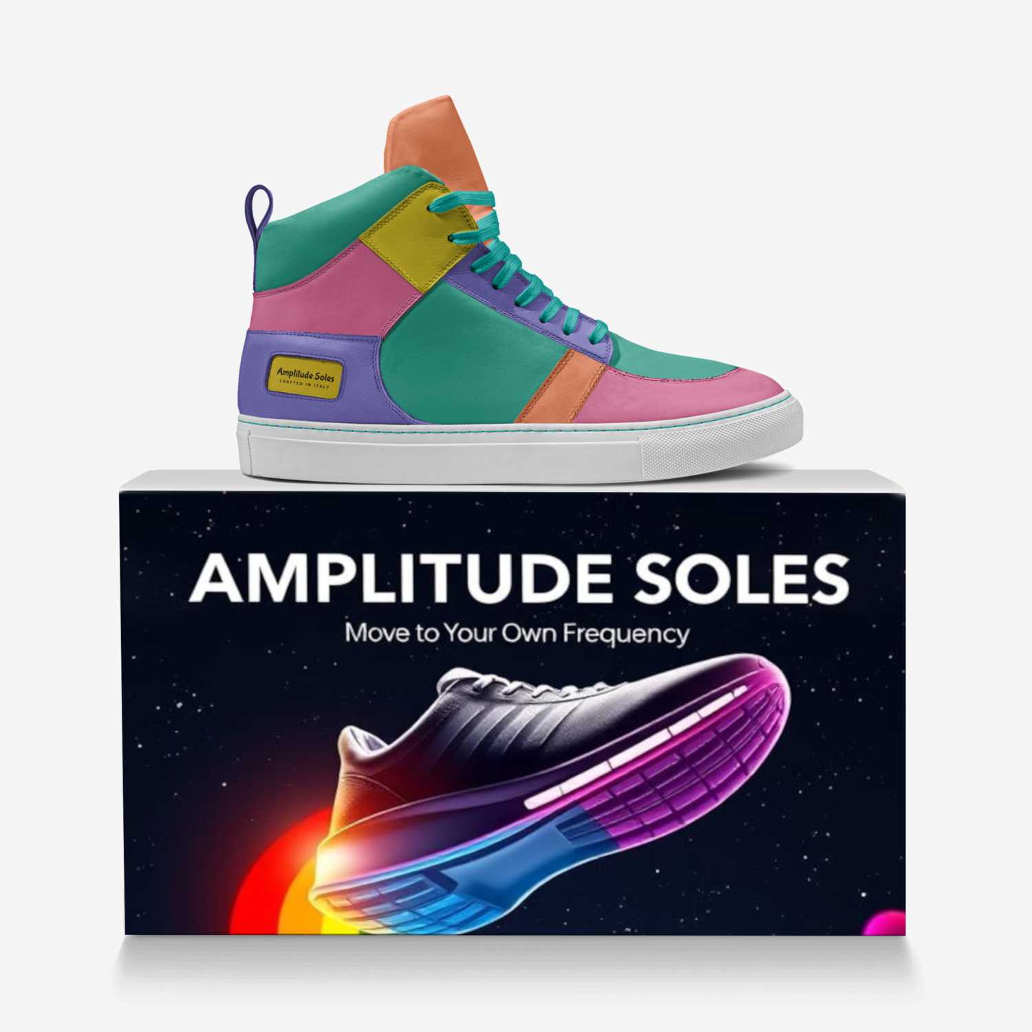 Amplitude Soles custom made in Italy shoes by Patrick Helton | Over box view