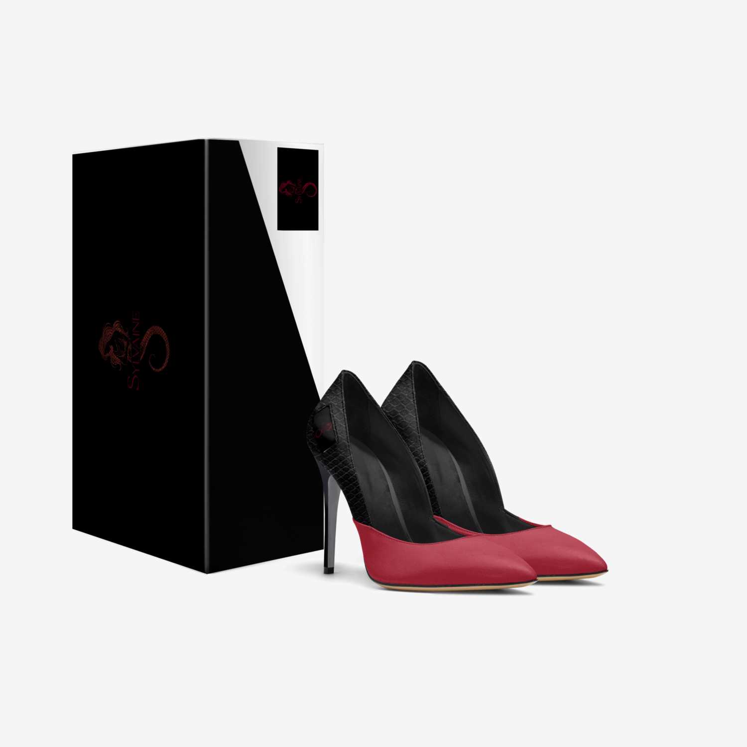 Noir sur rouge custom made in Italy shoes by Jasmine Alexander | Box view