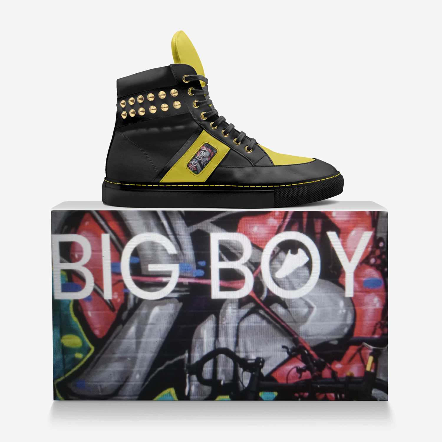 Big Boy Sneaker  custom made in Italy shoes by Sher-vawn Robinson | Over box view