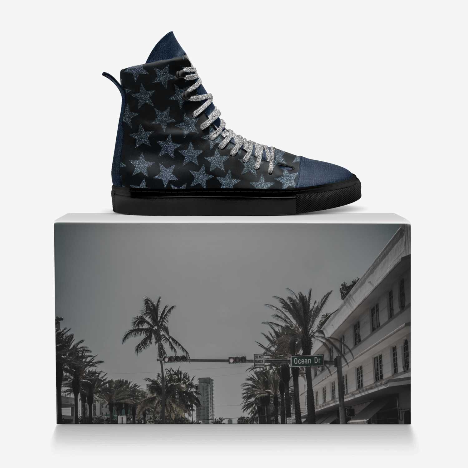 Autism Crew custom made in Italy shoes by Trēsha Judson | Over box view