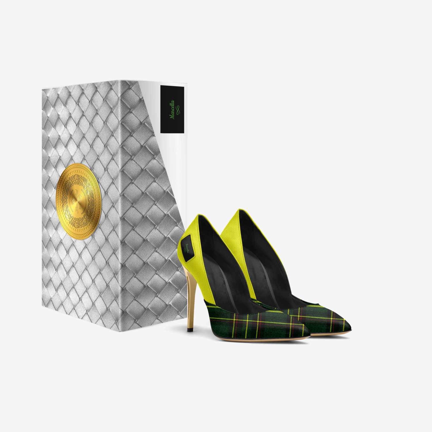 Plaid Affair custom made in Italy shoes by Tasha Moss | Box view