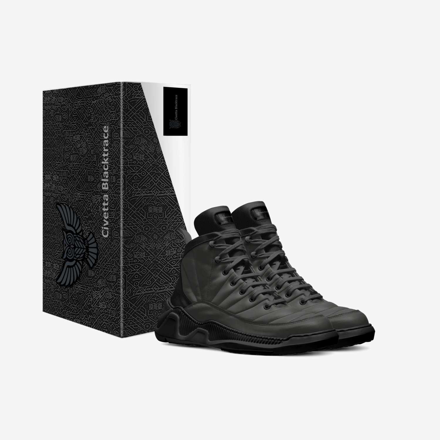 Civetta Blacktrace custom made in Italy shoes by Vermilion Evocative Art Collection | Box view