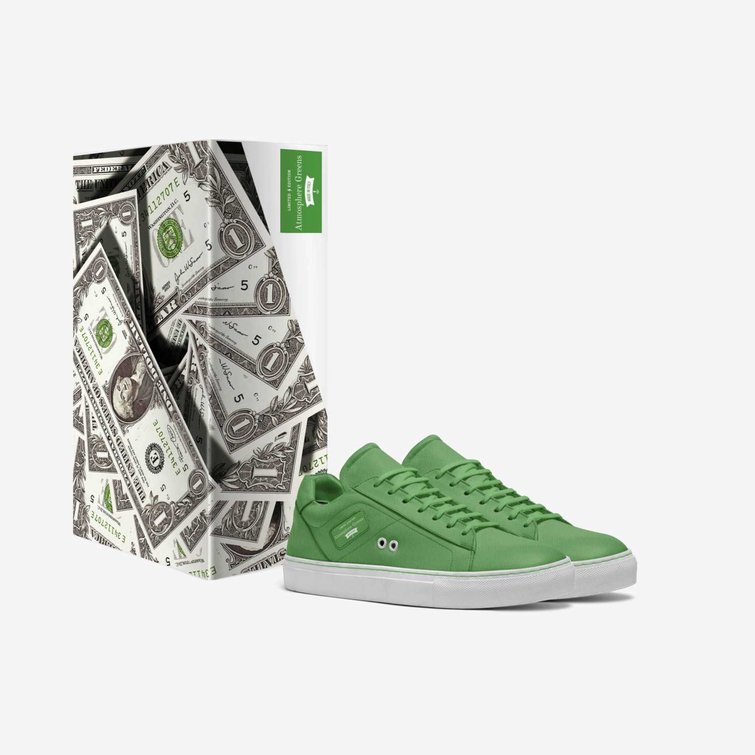 Atmosphere Greens  custom made in Italy shoes by Roger A Judge | Box view