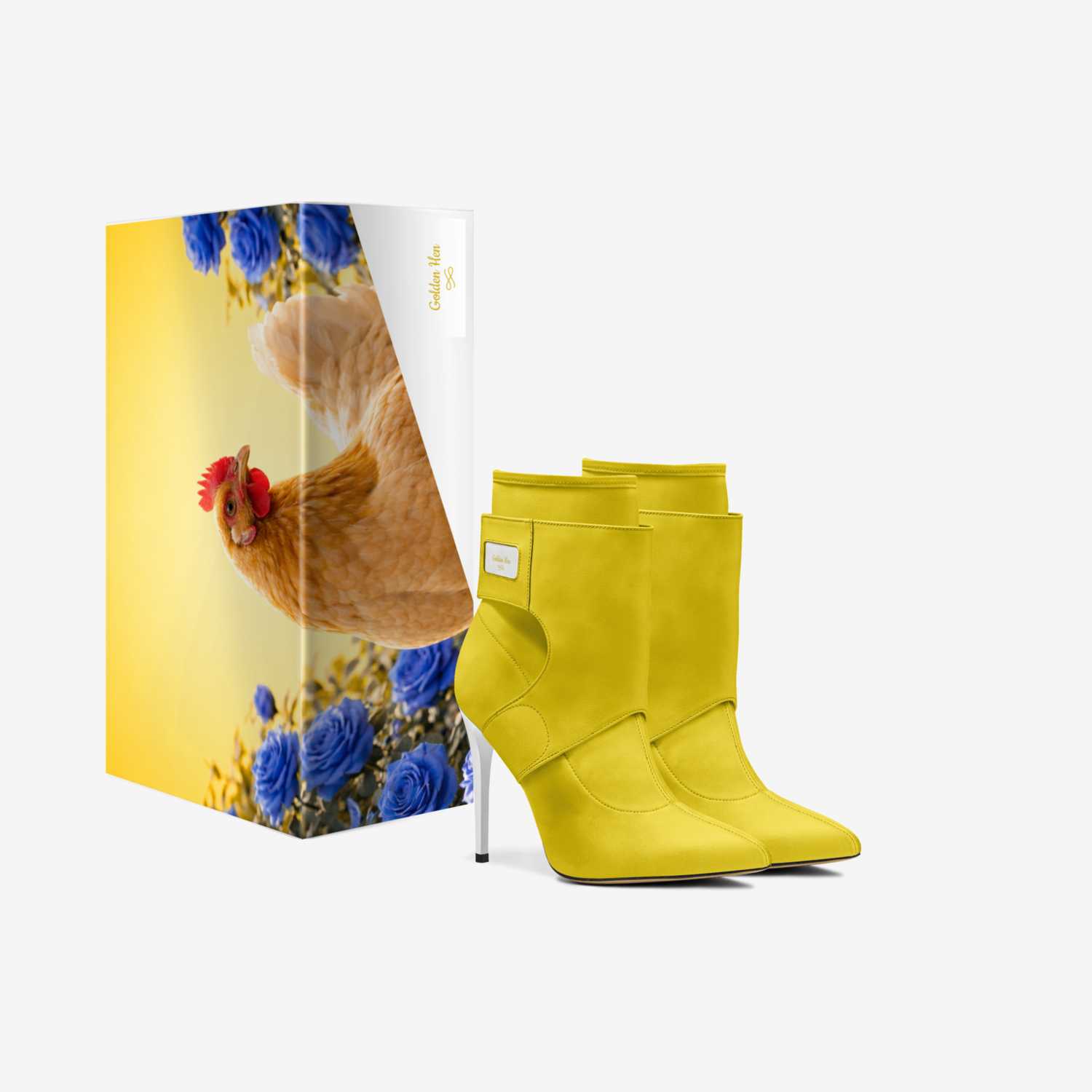 Golden Hen custom made in Italy shoes by Shamika Yolanda Pompey | Box view
