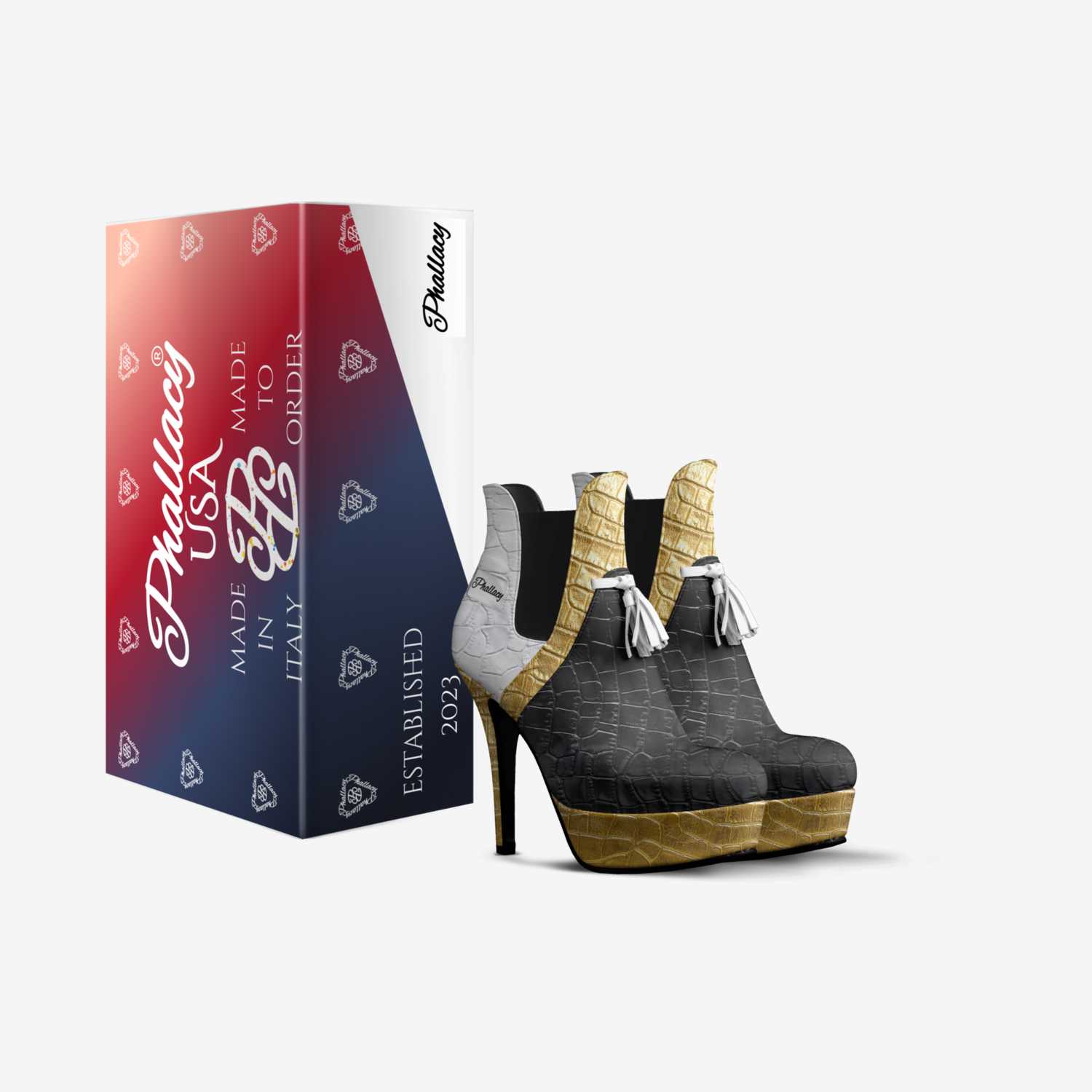 Phallacy BWG Fem custom made in Italy shoes by Marcus Davis Jr | Box view