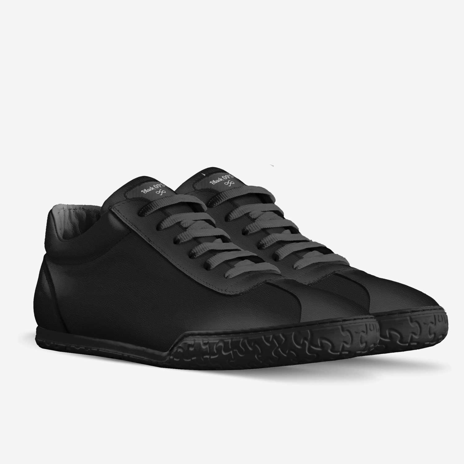 Black OP'S custom made in Italy shoes by Lamar Copeland | Double view