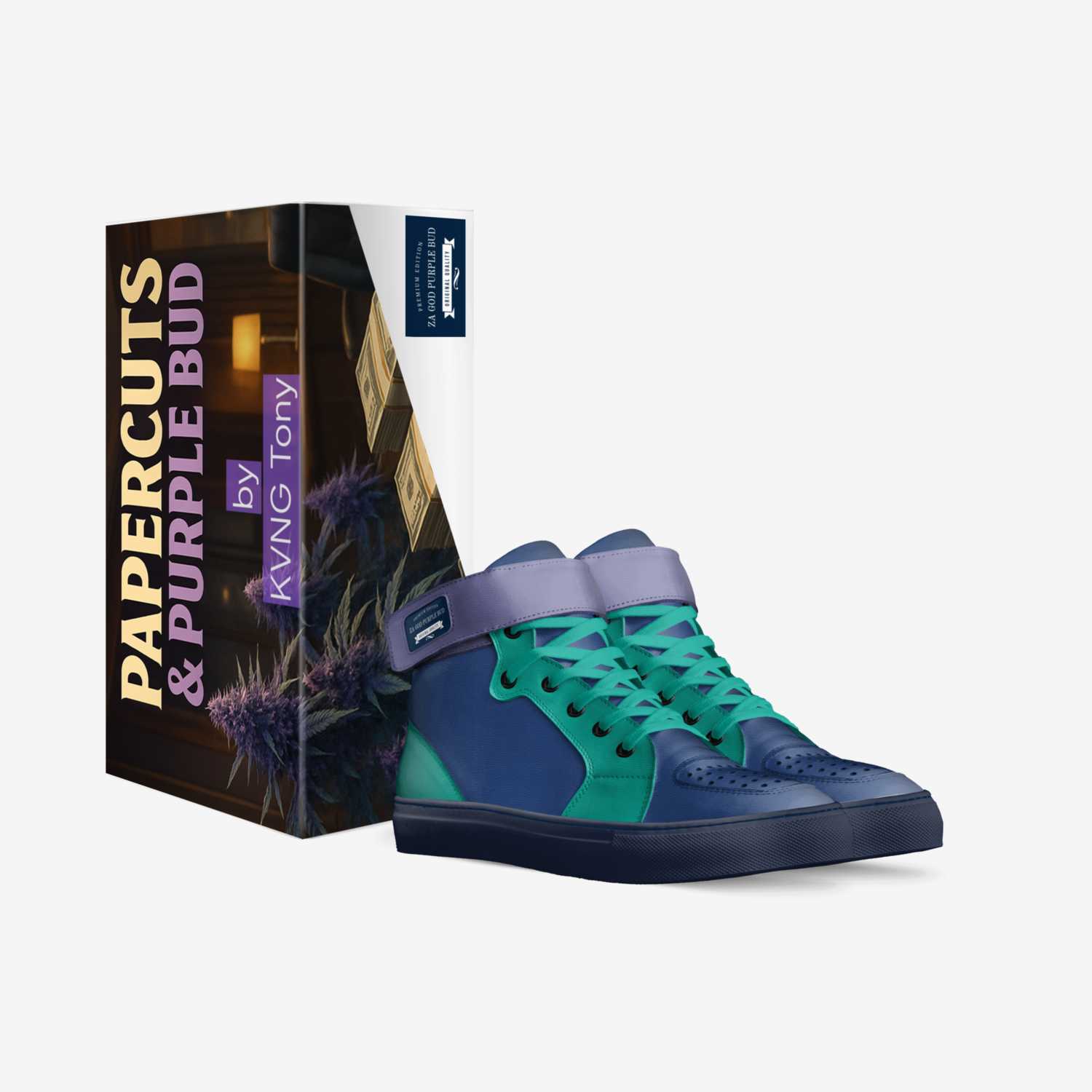 ZA God Purple Bud custom made in Italy shoes by Anthony Scoggins | Box view