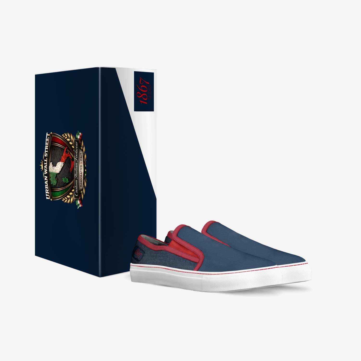 1867 Slides custom made in Italy shoes by Urbanwallstreet Earl | Box view
