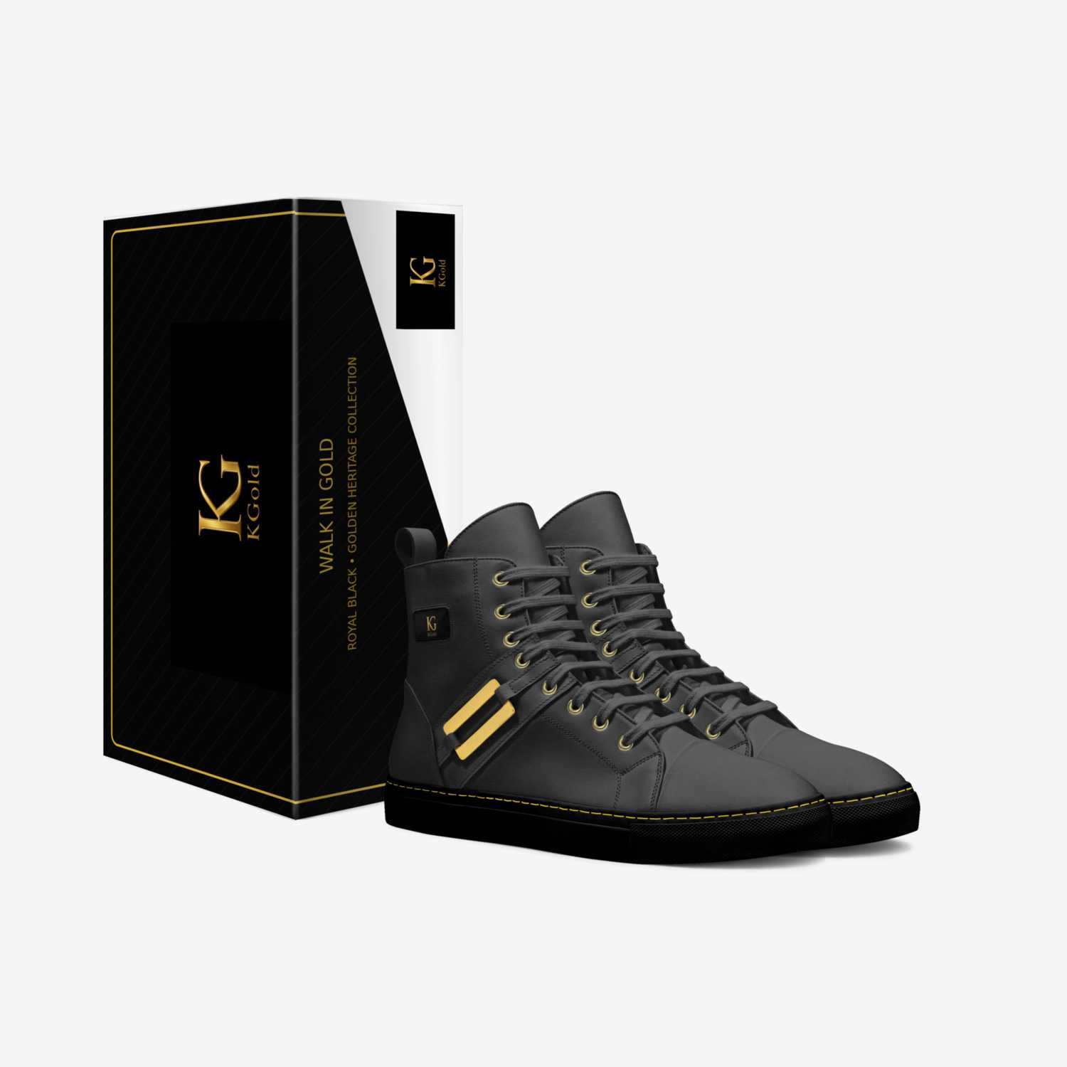 KGold Royal Black custom made in Italy shoes by Kazeem Adebiyi | Box view