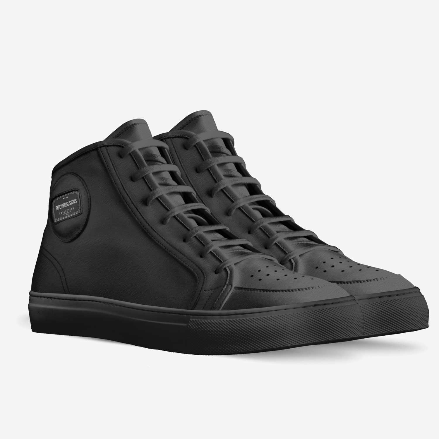Blkout1 custom made in Italy shoes by Reel2reel Kustoms | Double view