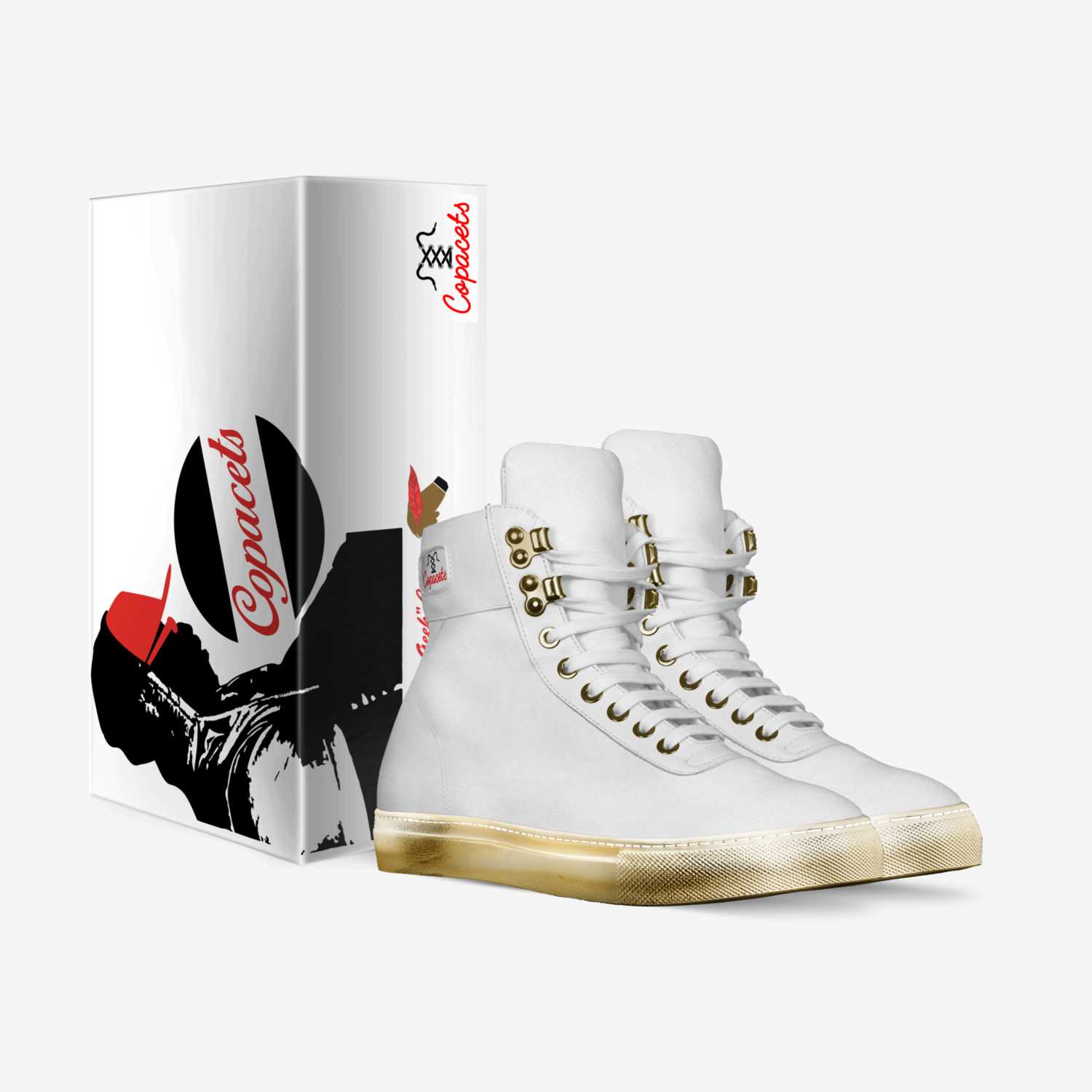 Copacets-gold custom made in Italy shoes by Marcus Cotton | Box view