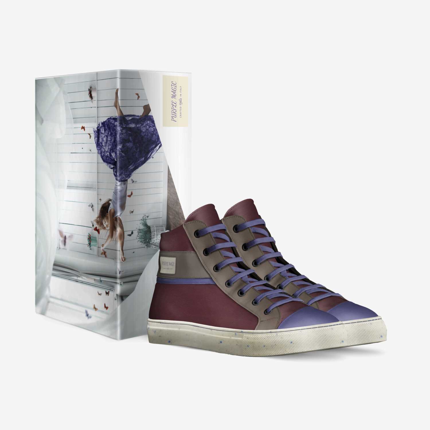 PURPLE MAGIC custom made in Italy shoes by Nadia Fabbietti | Box view