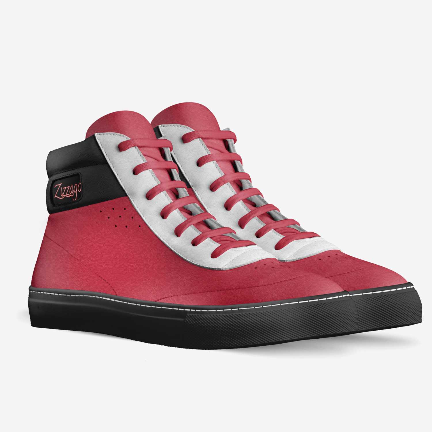 Black White Red custom made in Italy shoes by Zizzago Designs | Double view