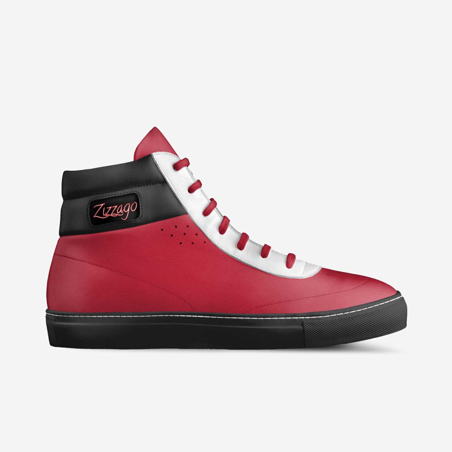 Black White Red custom made in Italy shoes by Zizzago Designs | Side view