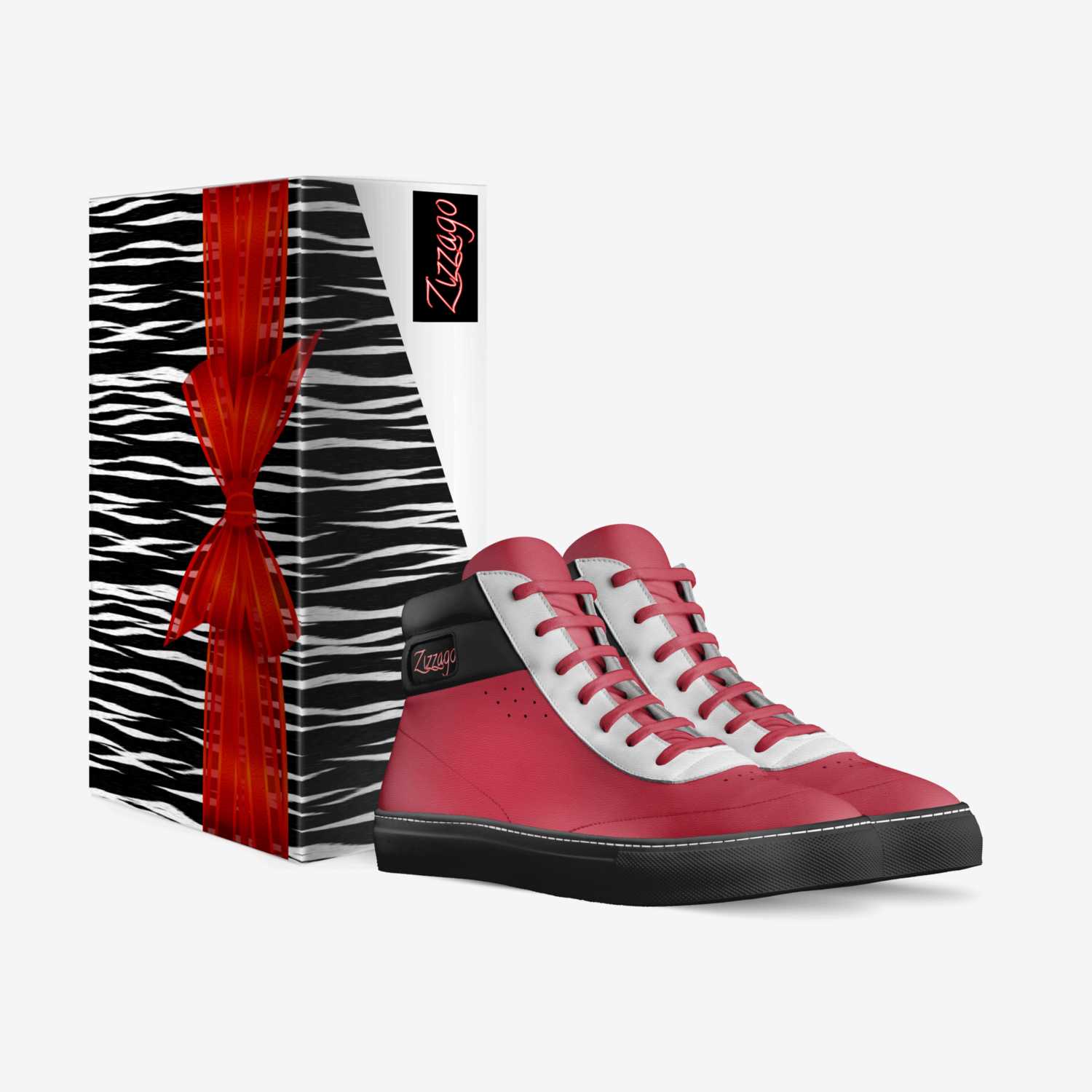Black White Red custom made in Italy shoes by Zizzago Designs | Box view