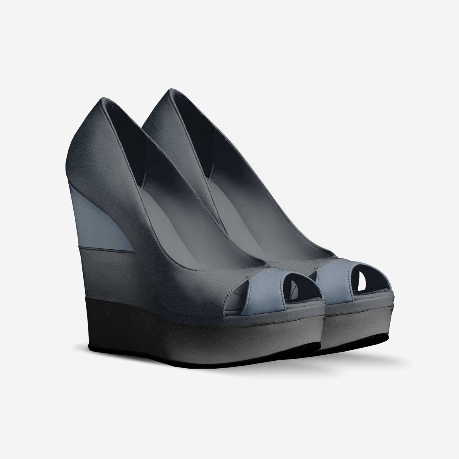 Blue wedges custom made in Italy shoes by Amy Phillips | Double view