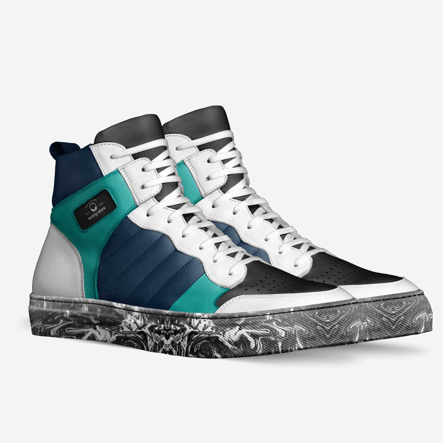 wavy ones custom made in Italy shoes by Jakobe Ryan Valadez Hernandez | Double view