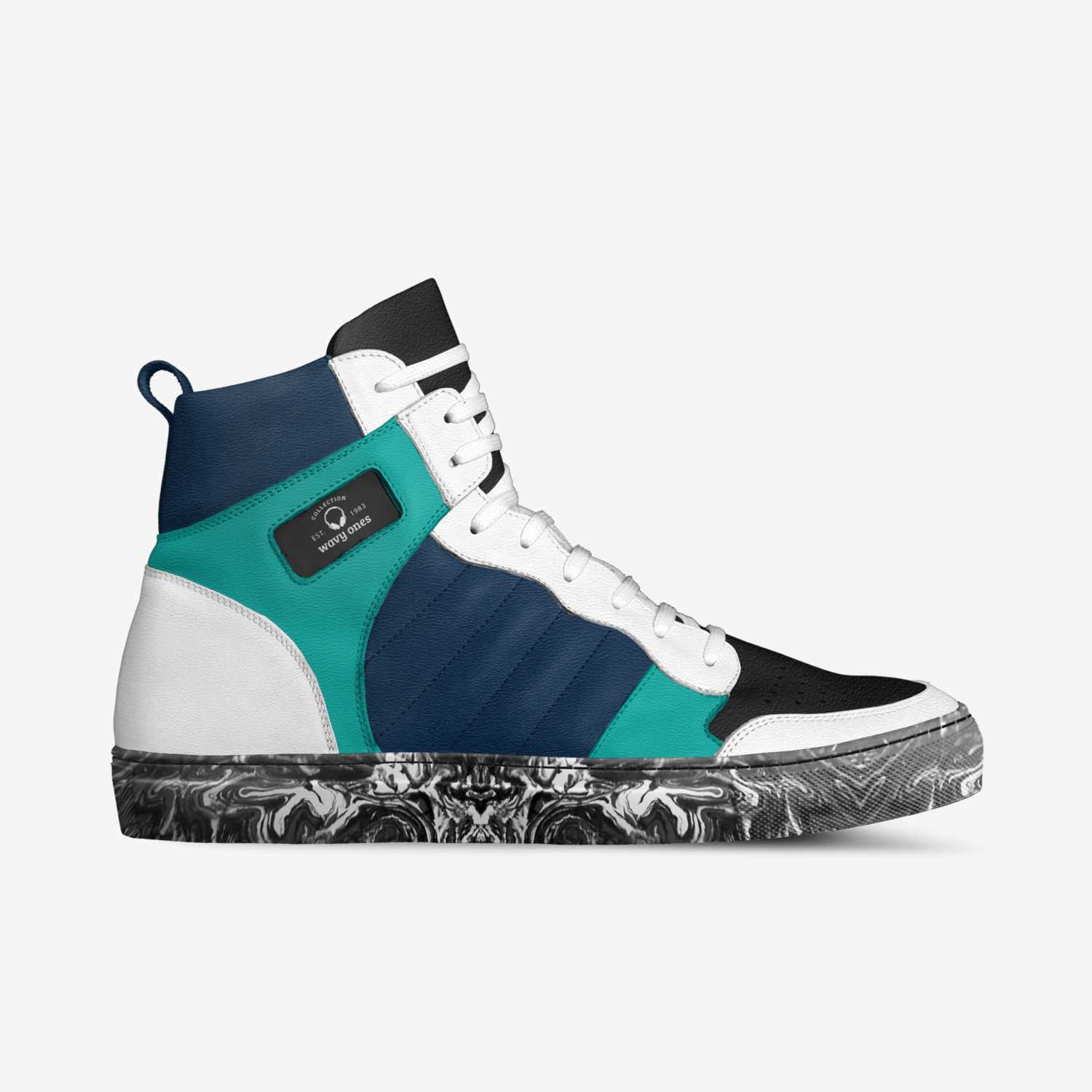 wavy ones custom made in Italy shoes by Jakobe Ryan Valadez Hernandez | Side view