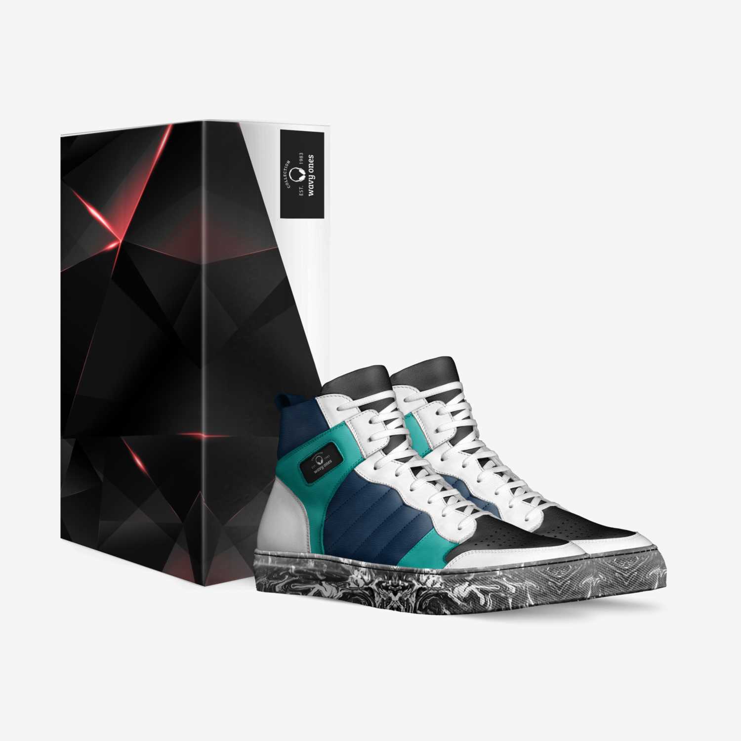 wavy ones custom made in Italy shoes by Jakobe Ryan Valadez Hernandez | Box view