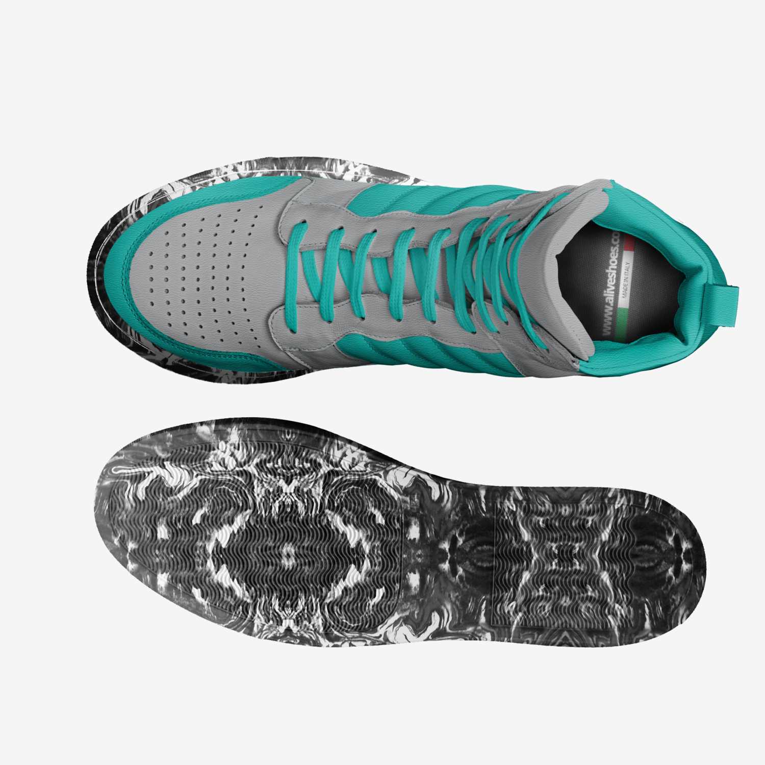MINT 4s custom made in Italy shoes by Julissa Angel Torres | Top view