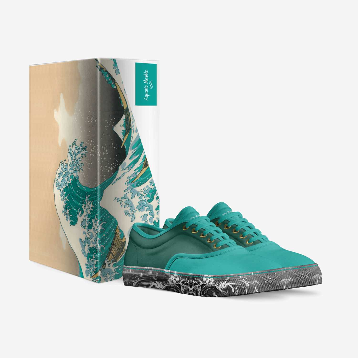 Aquatic Marble custom made in Italy shoes by Omar Njai | Box view