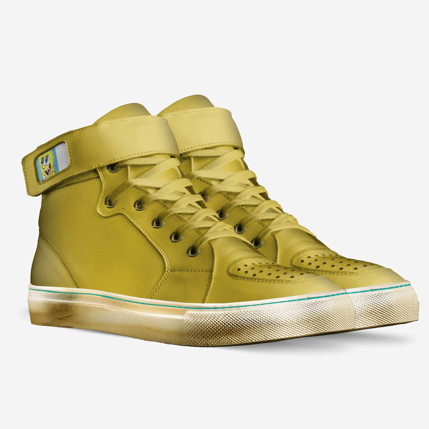 spongebob custom made in Italy shoes by Travis Gresham | Double view