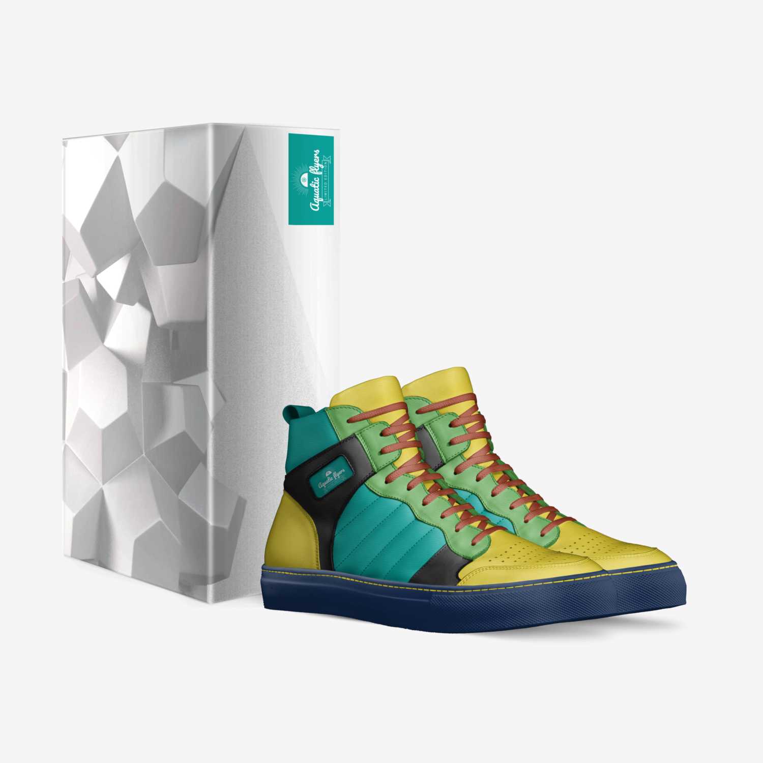 Aquatic flyers custom made in Italy shoes by Jaida Thompson | Box view