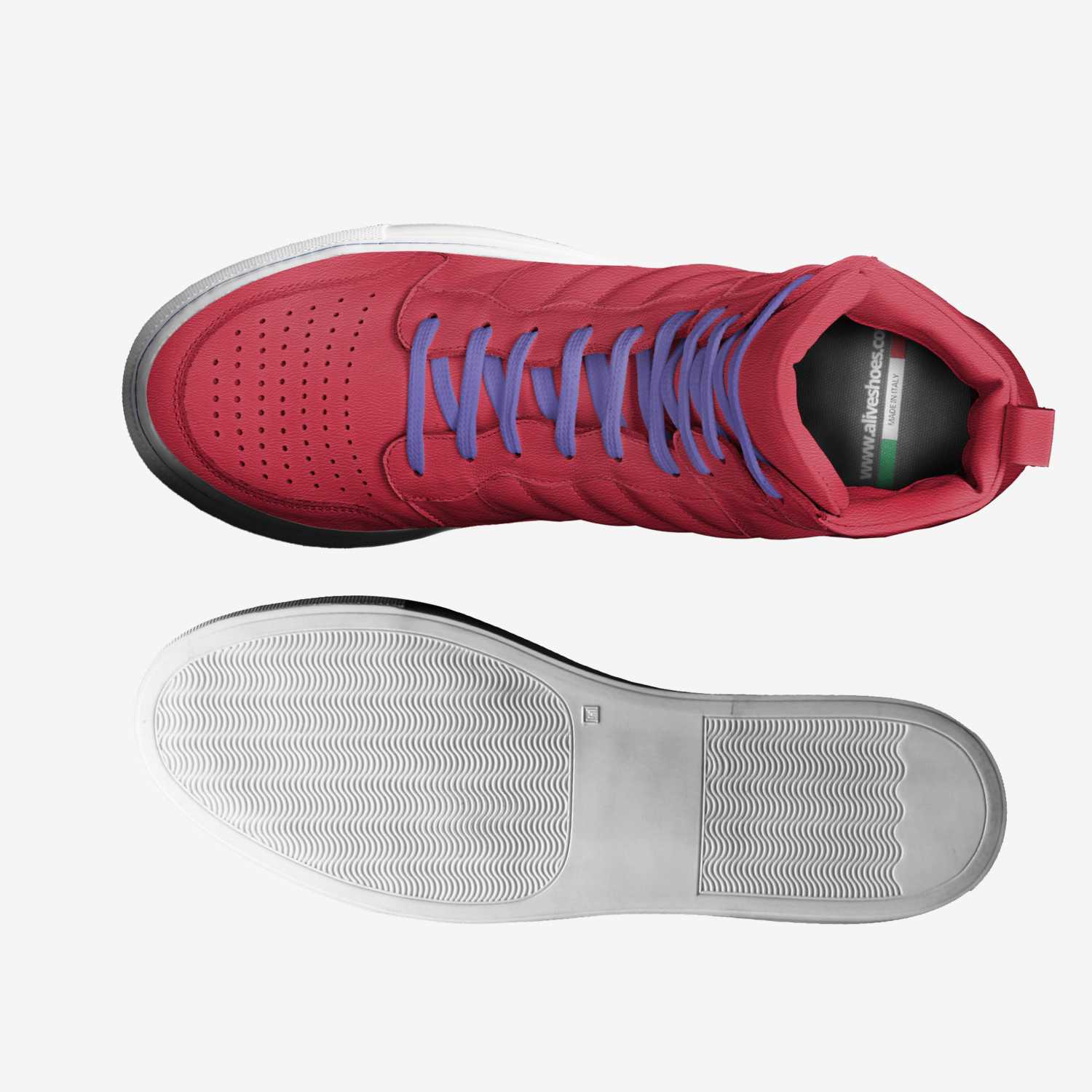 Red Asha  custom made in Italy shoes by Tevin Jones | Top view