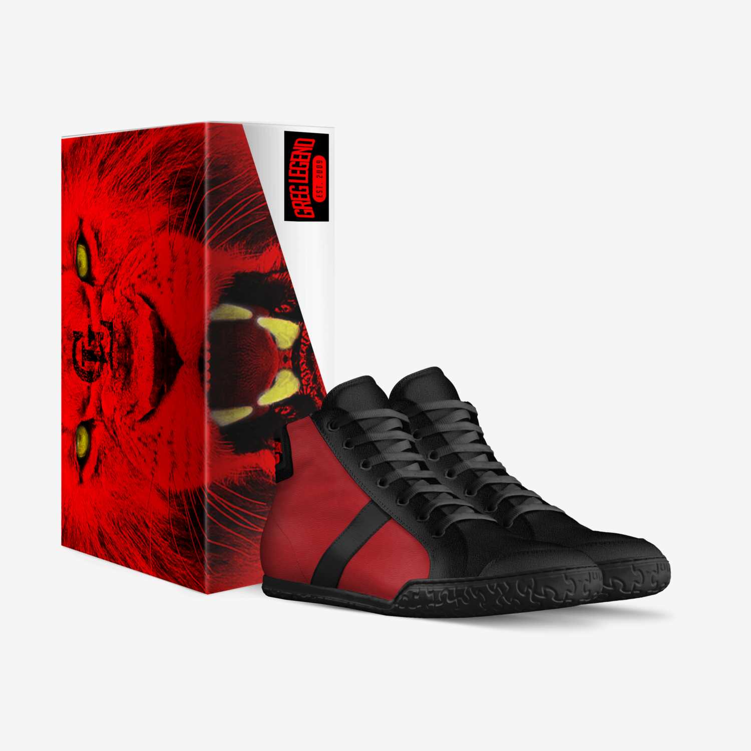 G1: Red & Black custom made in Italy shoes by Gregory Decuir | Box view