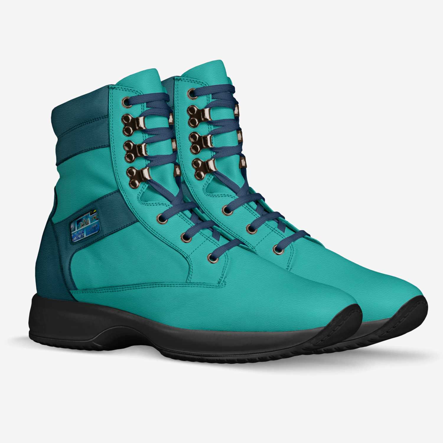 deep blue sea custom made in Italy shoes by Nora Payeton | Double view