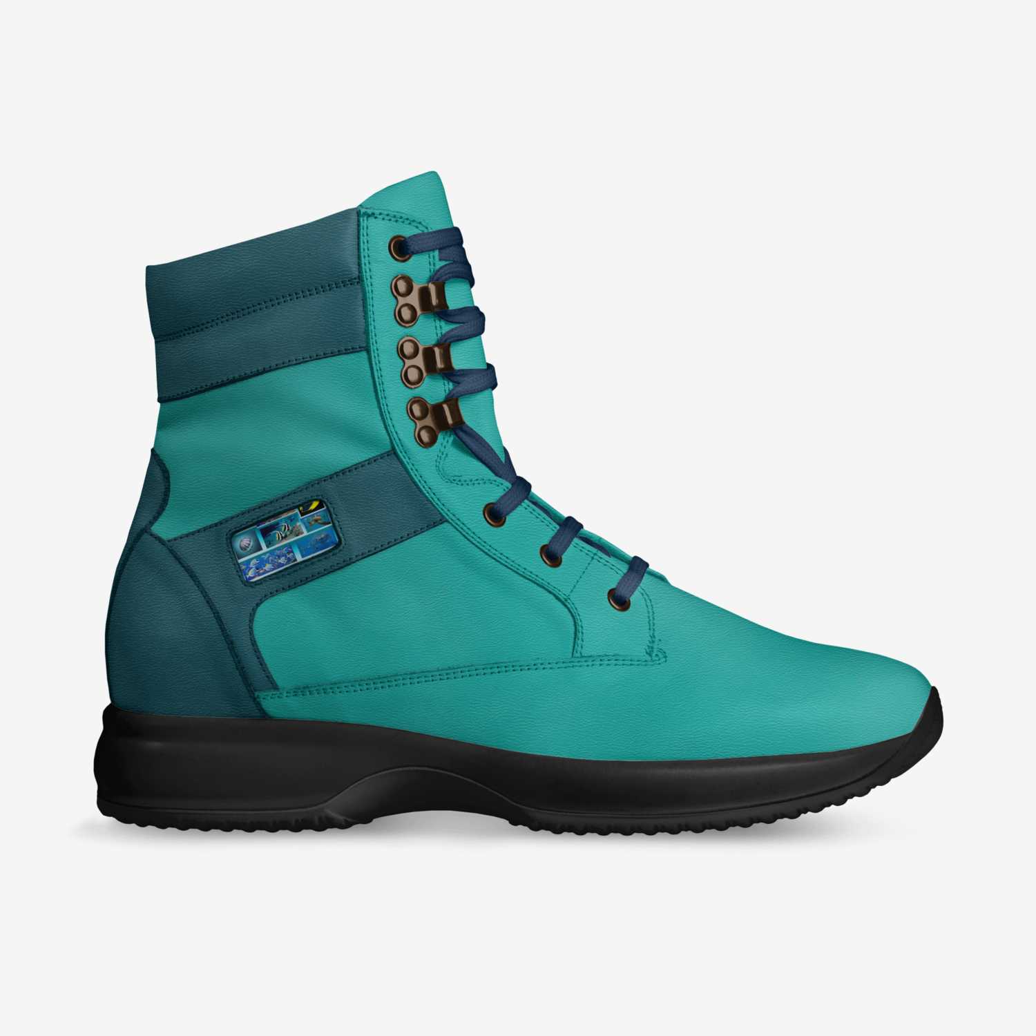 deep blue sea custom made in Italy shoes by Nora Payeton | Side view