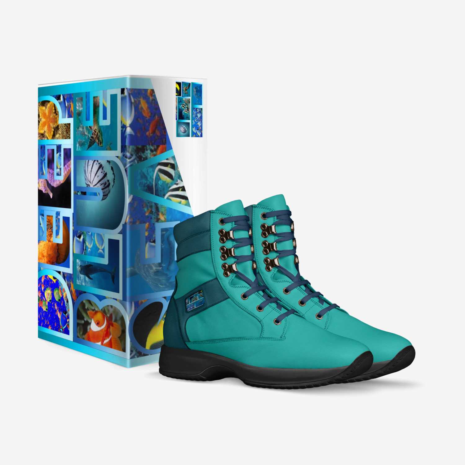 deep blue sea custom made in Italy shoes by Nora Payeton | Box view