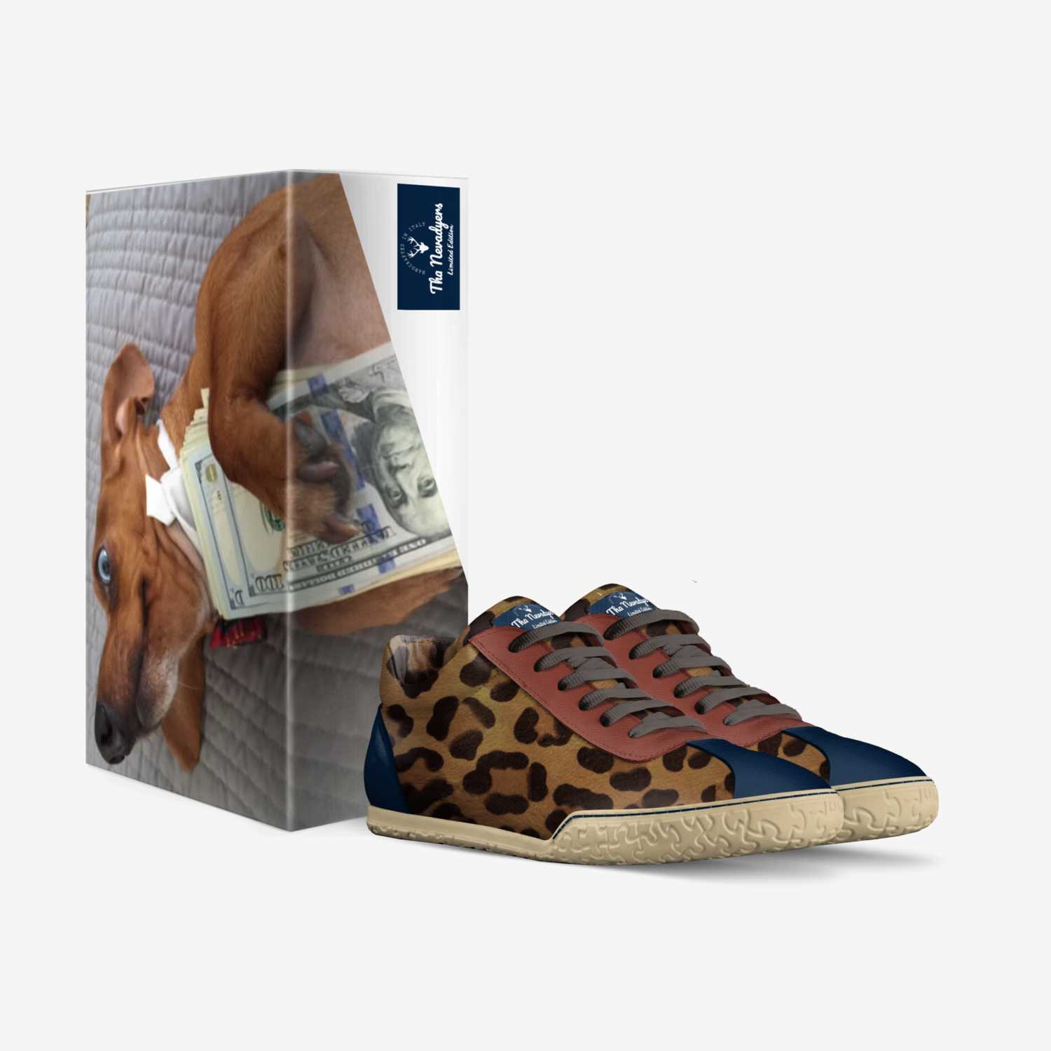 Blue cheese custom made in Italy shoes by Galatikz Dixon | Box view