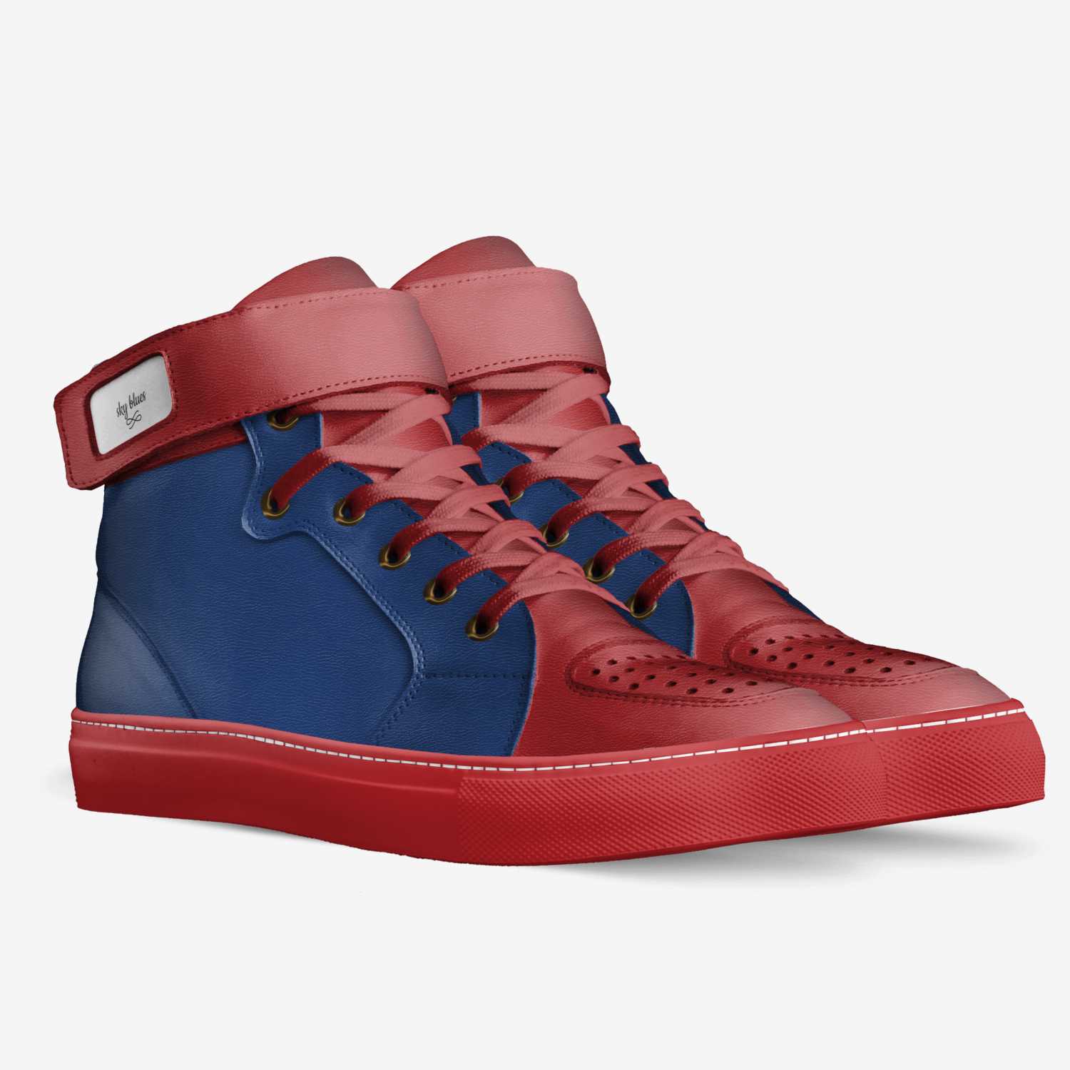 sky blues custom made in Italy shoes by Colleena Bryant | Double view