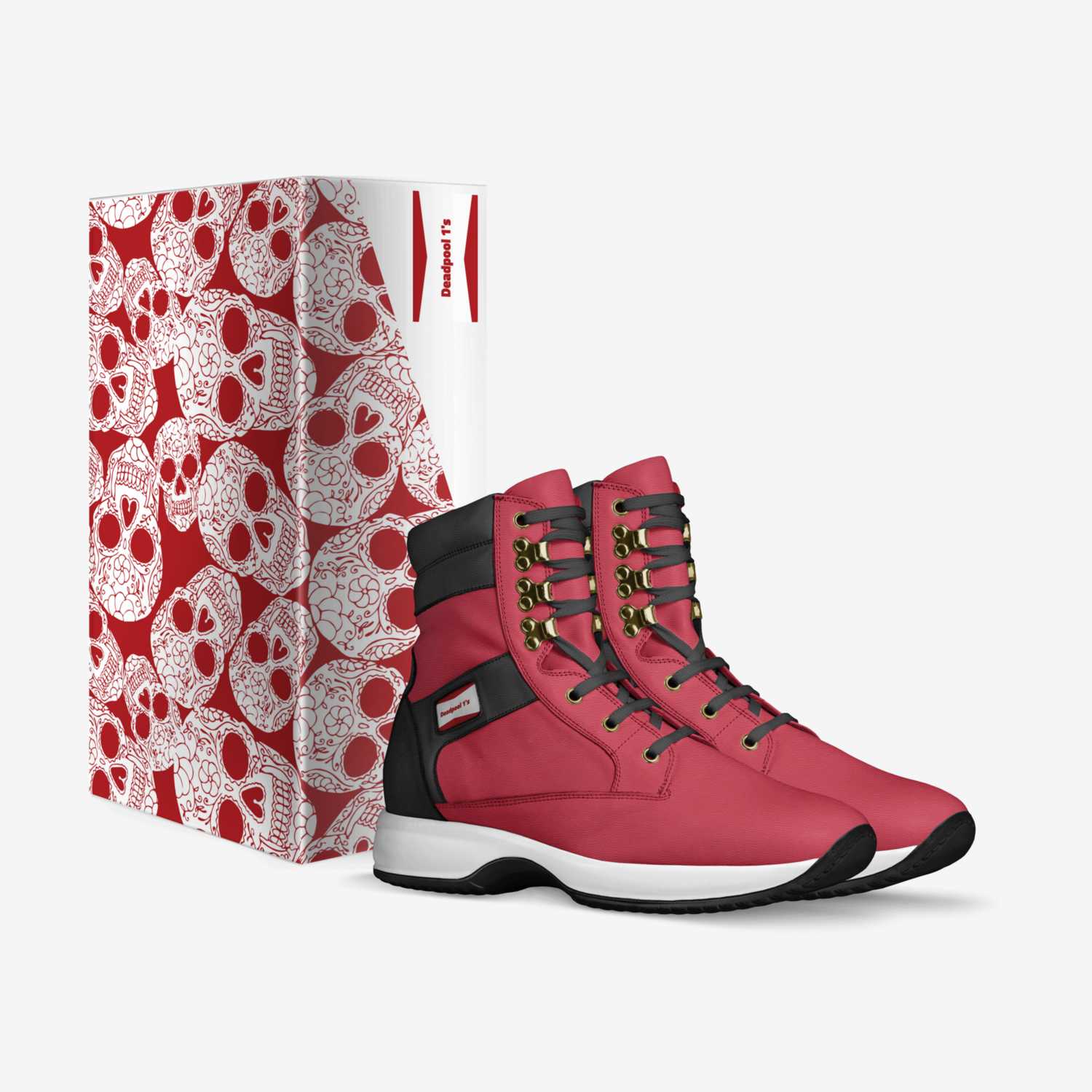 Deadpool 1's custom made in Italy shoes by James Robert Mcdonald | Box view