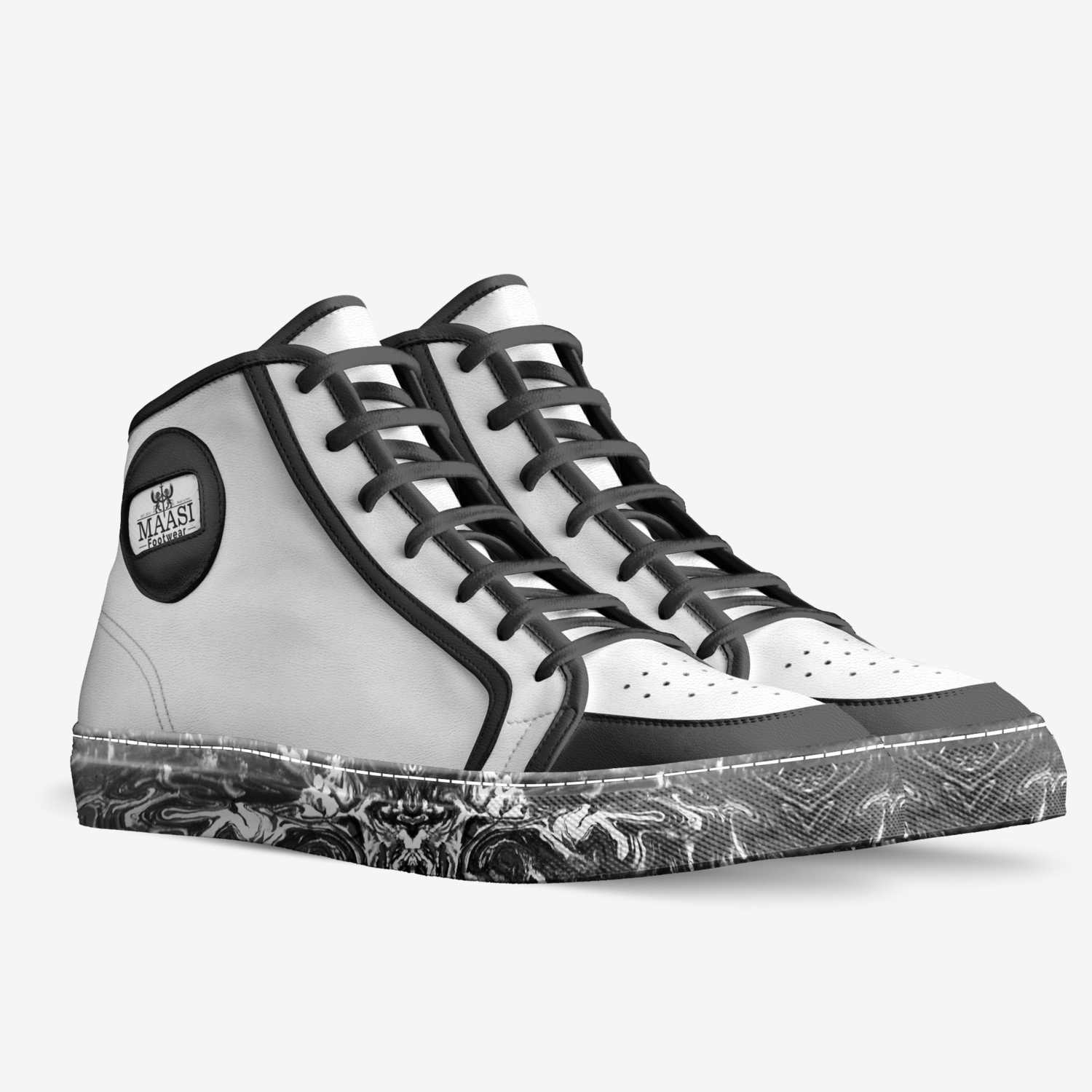 Black & White custom made in Italy shoes by Maasi Smith | Double view