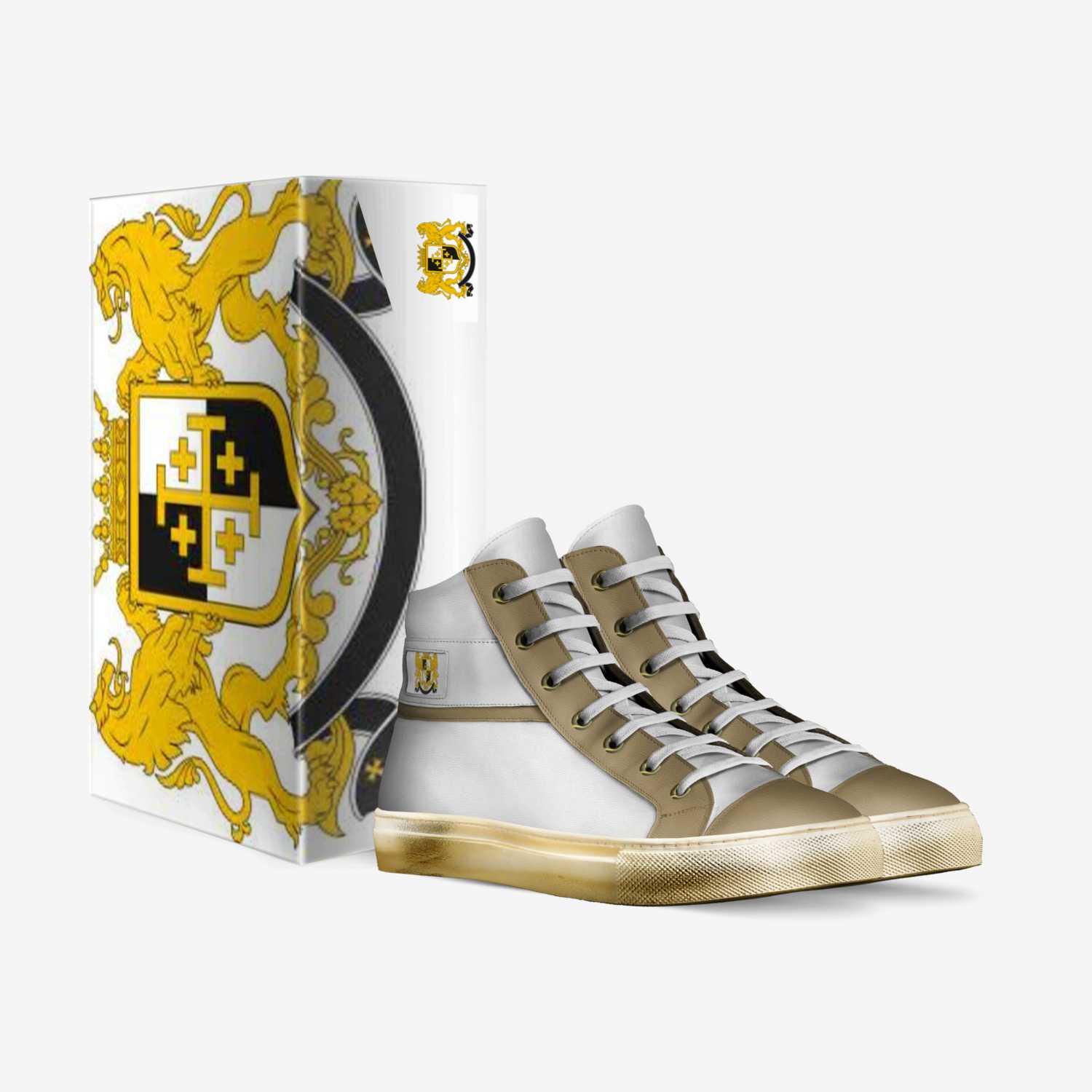Gold White custom made in Italy shoes by The Jacques | Box view