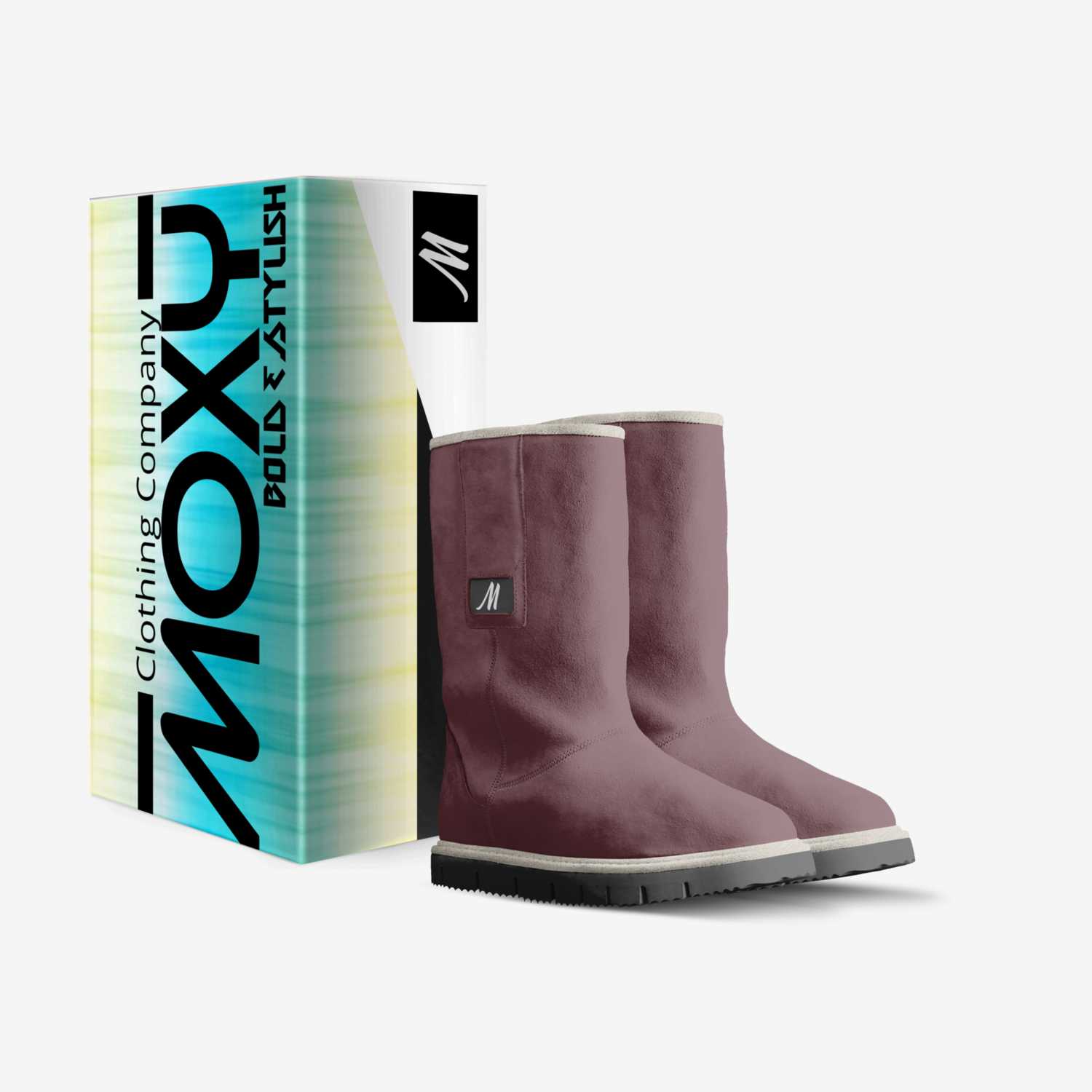 Uggz Wine custom made in Italy shoes by Moxy Clothing Co. | Box view