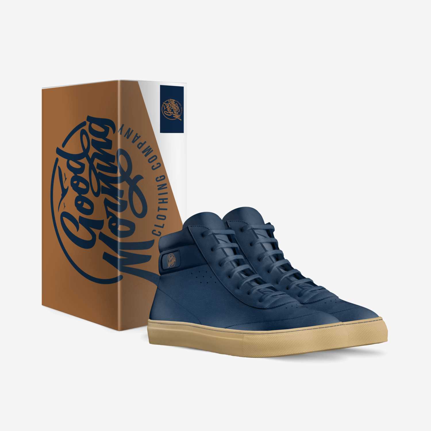 Golden Bucks(Navy) custom made in Italy shoes by Roger Burley | Box view