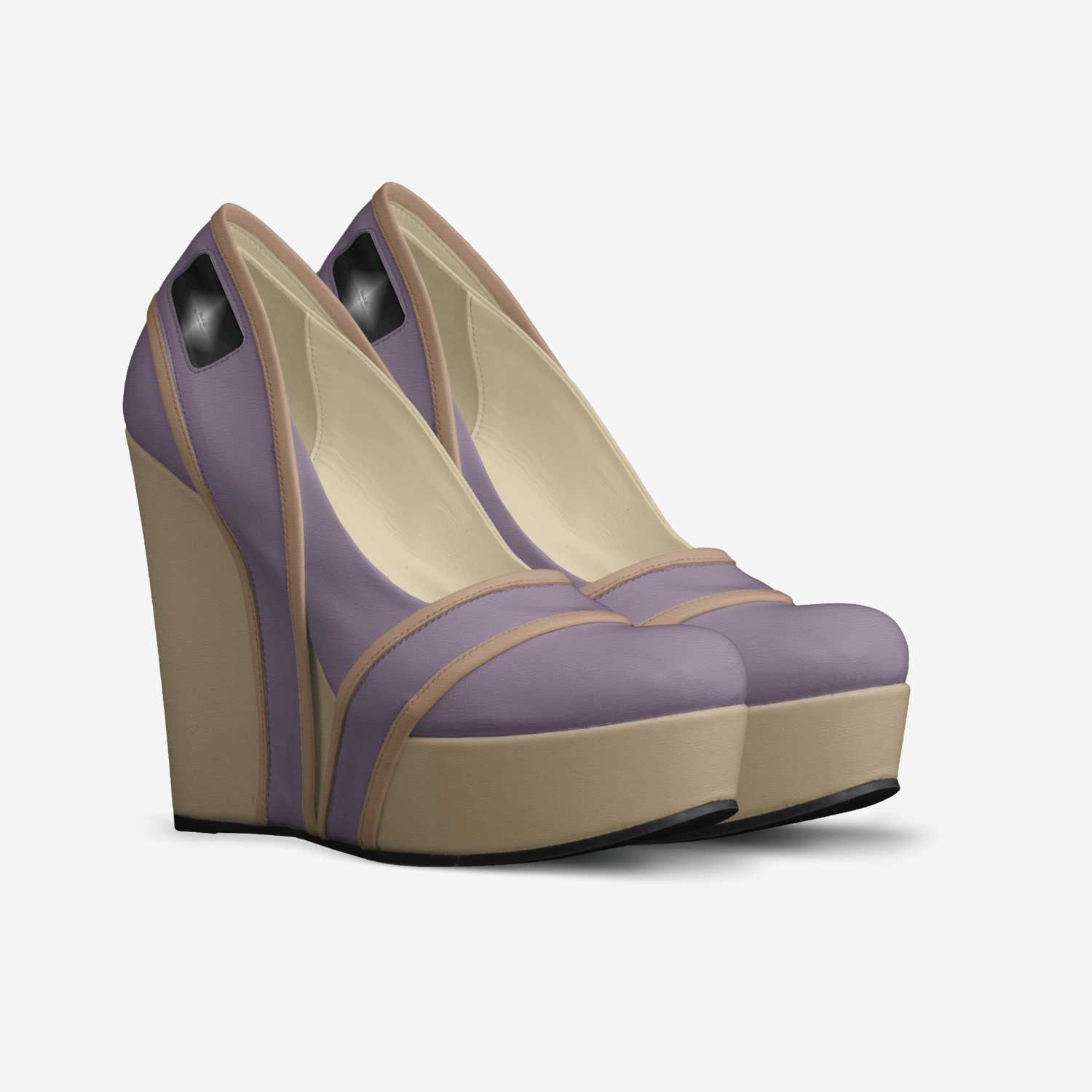 Fawn Mauve Wedge custom made in Italy shoes by Mud-di: Miss Unique Designer Is | Double view