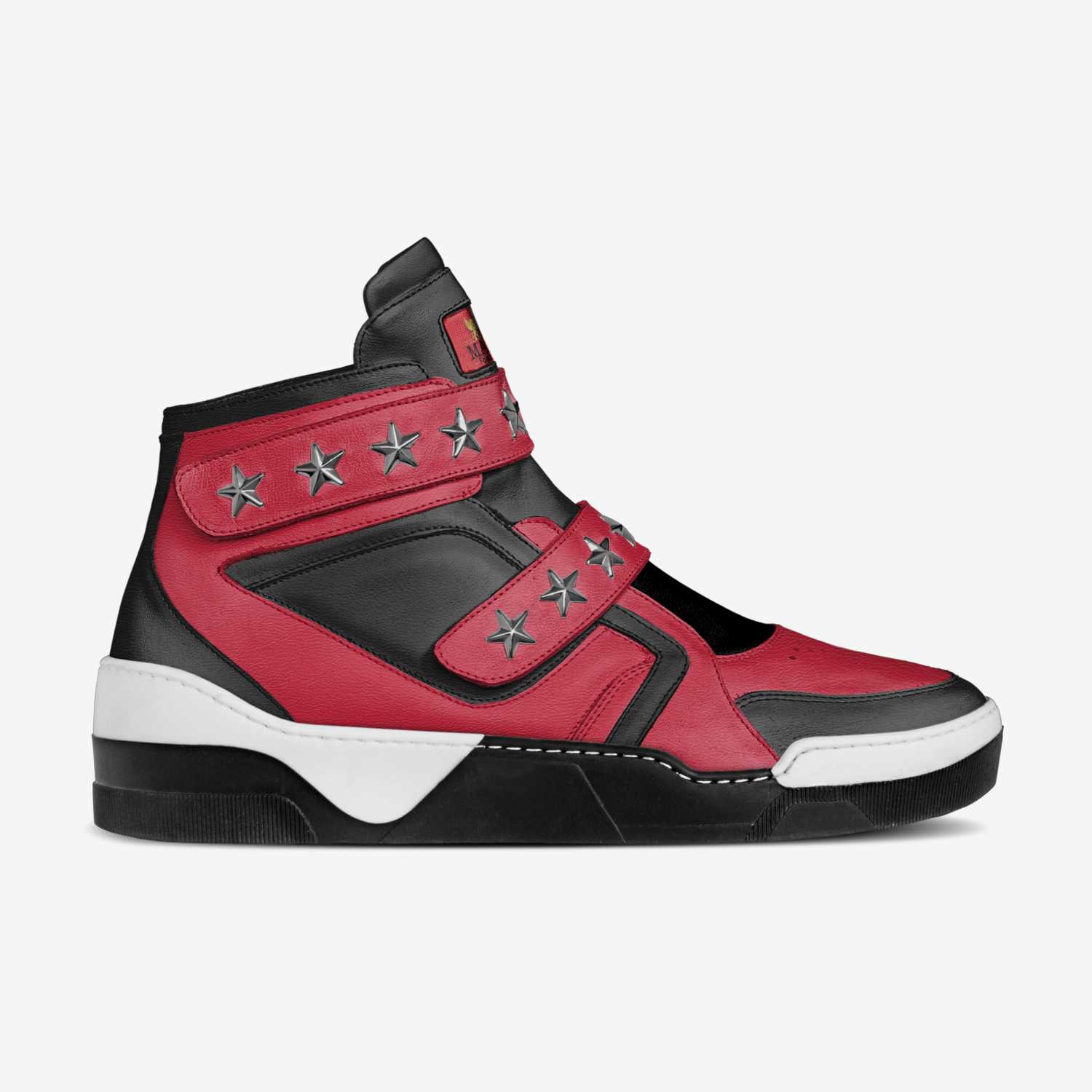 Red & Black custom made in Italy shoes by Maasi Smith | Side view