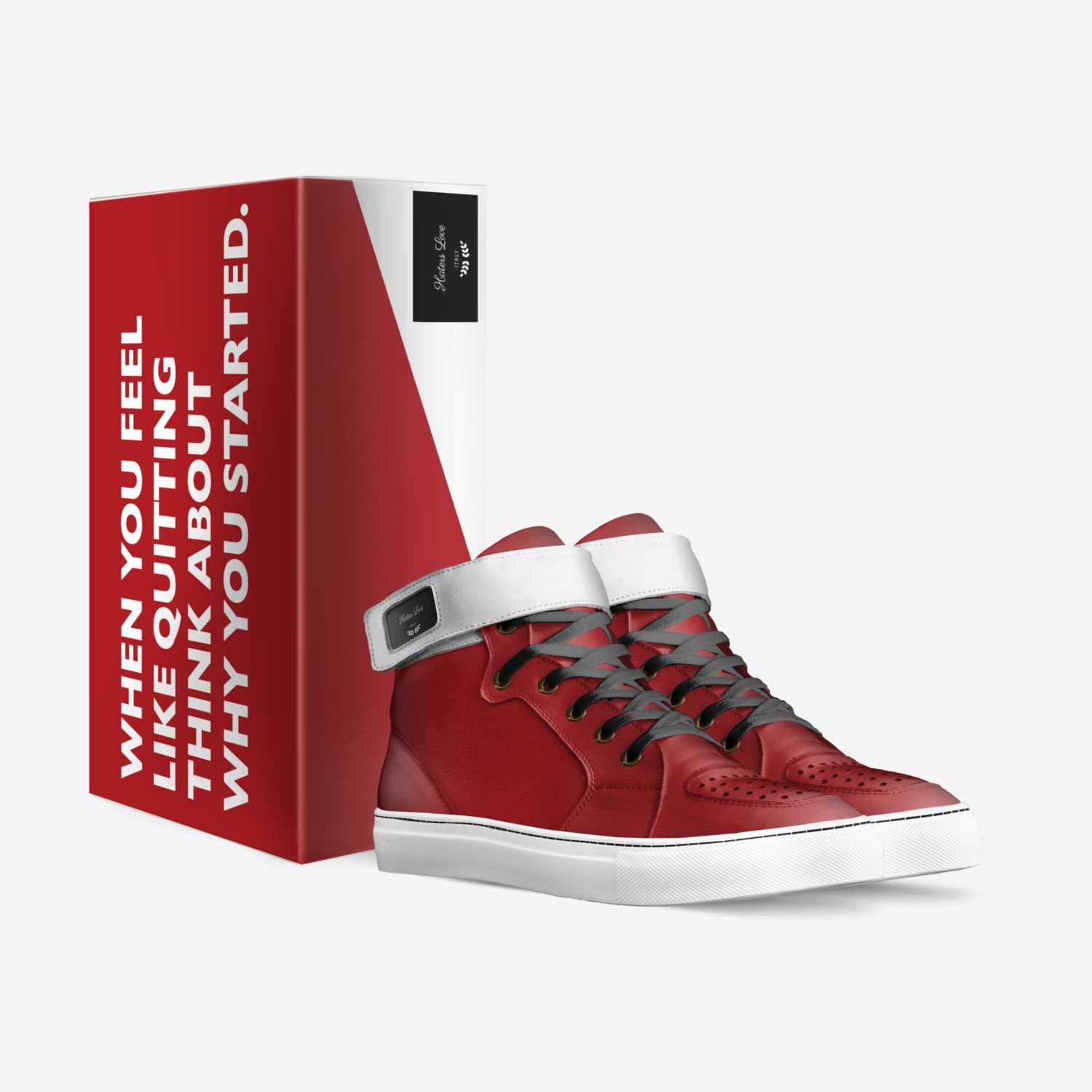 Hater love custom made in Italy shoes by Shaquille Moore | Box view