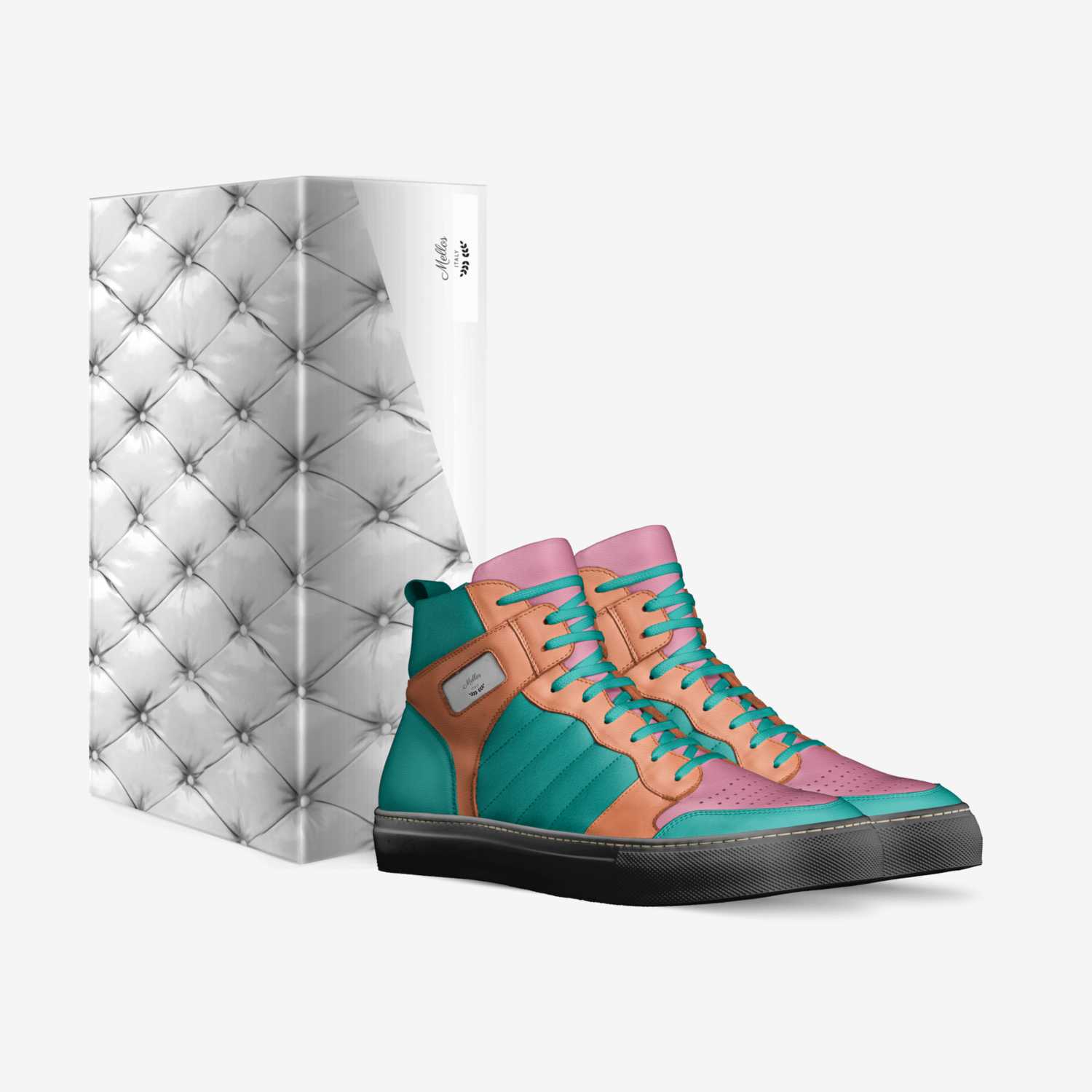 Mellos custom made in Italy shoes by Omari Francis | Box view